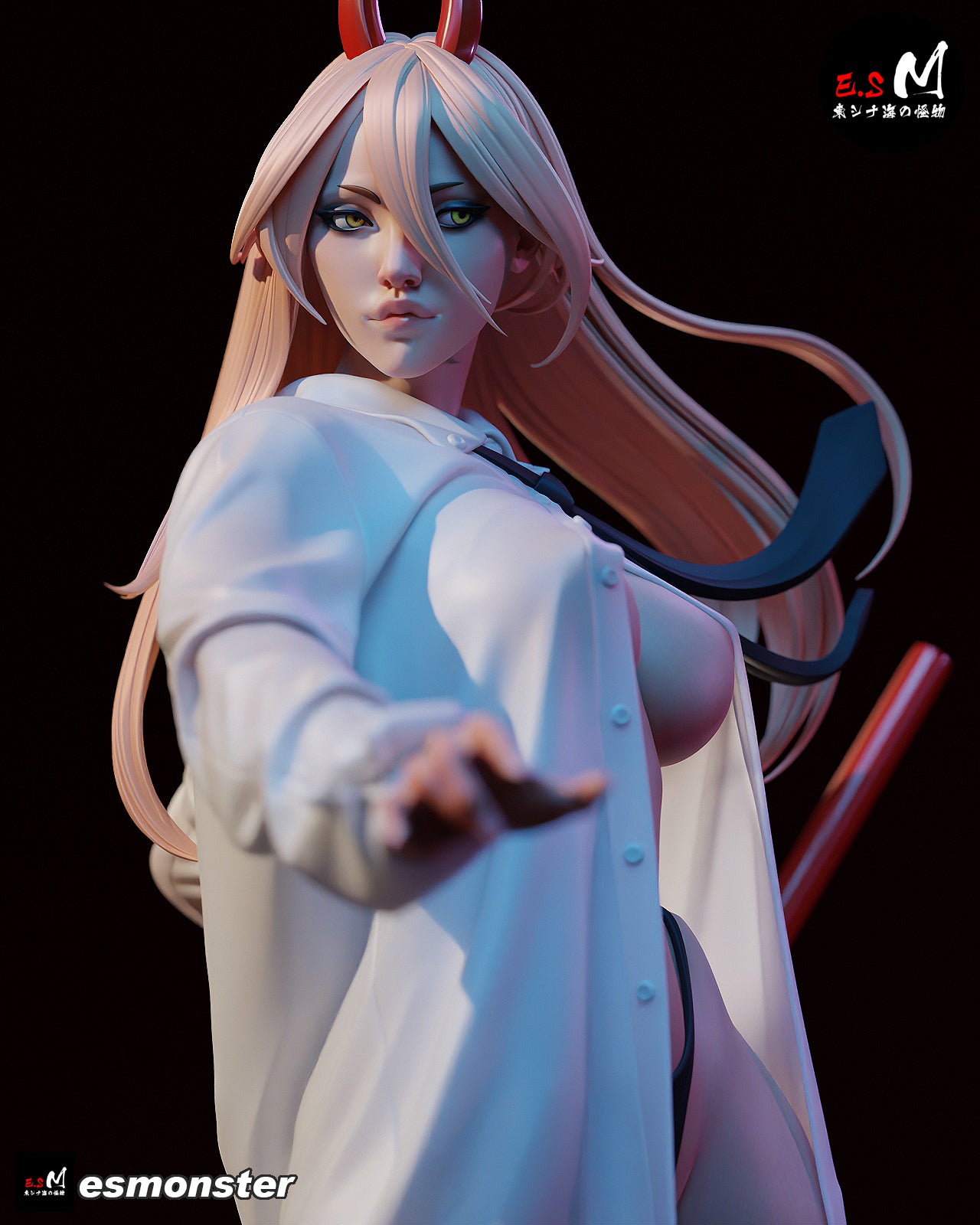 Nightgown Power Style Chainsaw Man Unpainted Resin Garage Model Kit (1/6-1/12)
