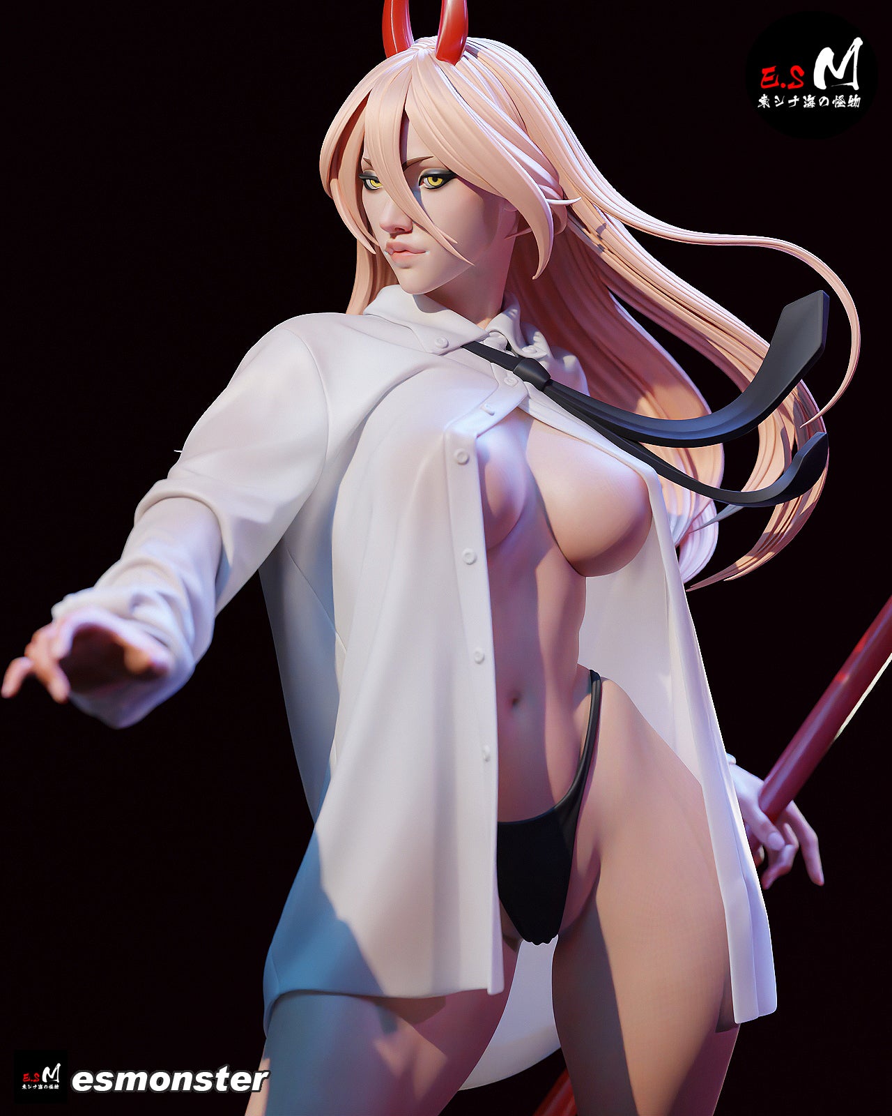 Nightgown Power Style Chainsaw Man Unpainted Resin Garage Model Kit (1/6-1/12)