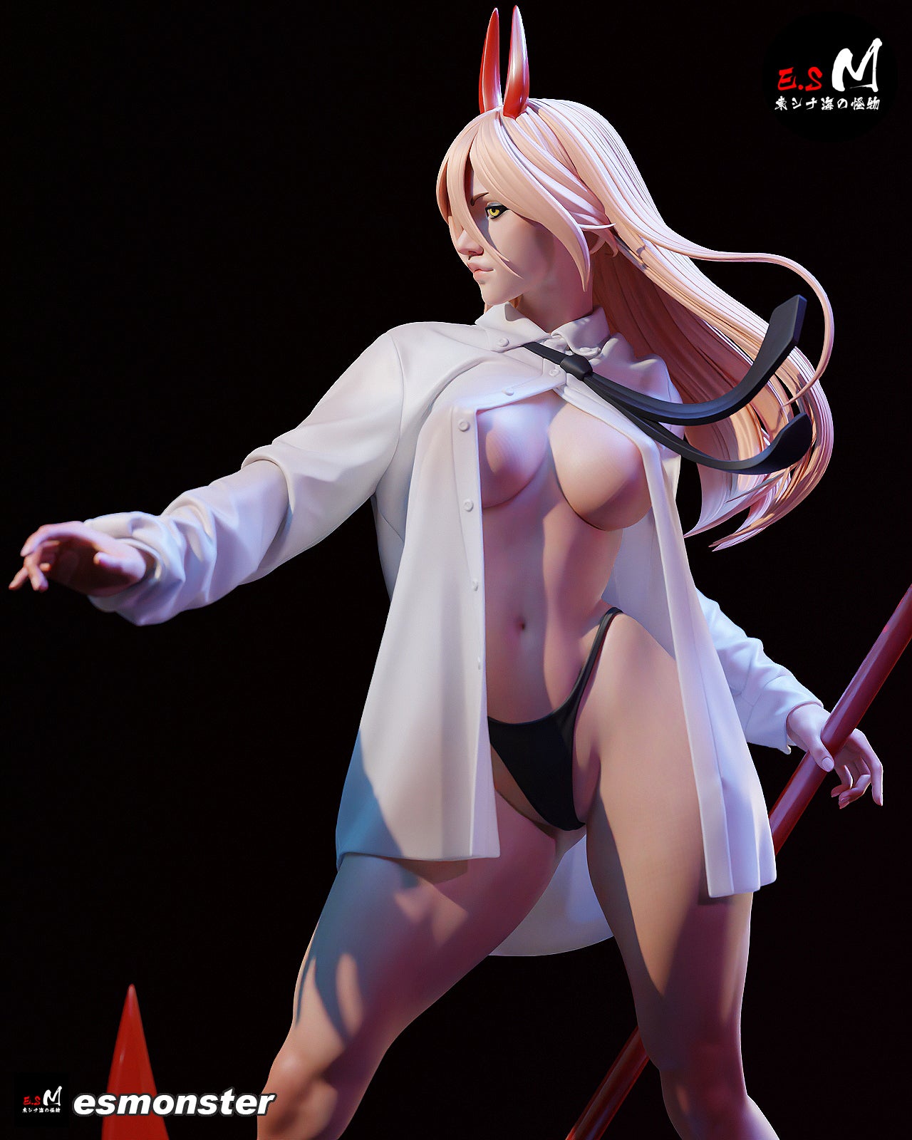 Nightgown Power Style Chainsaw Man Unpainted Resin Garage Model Kit (1/6-1/12)