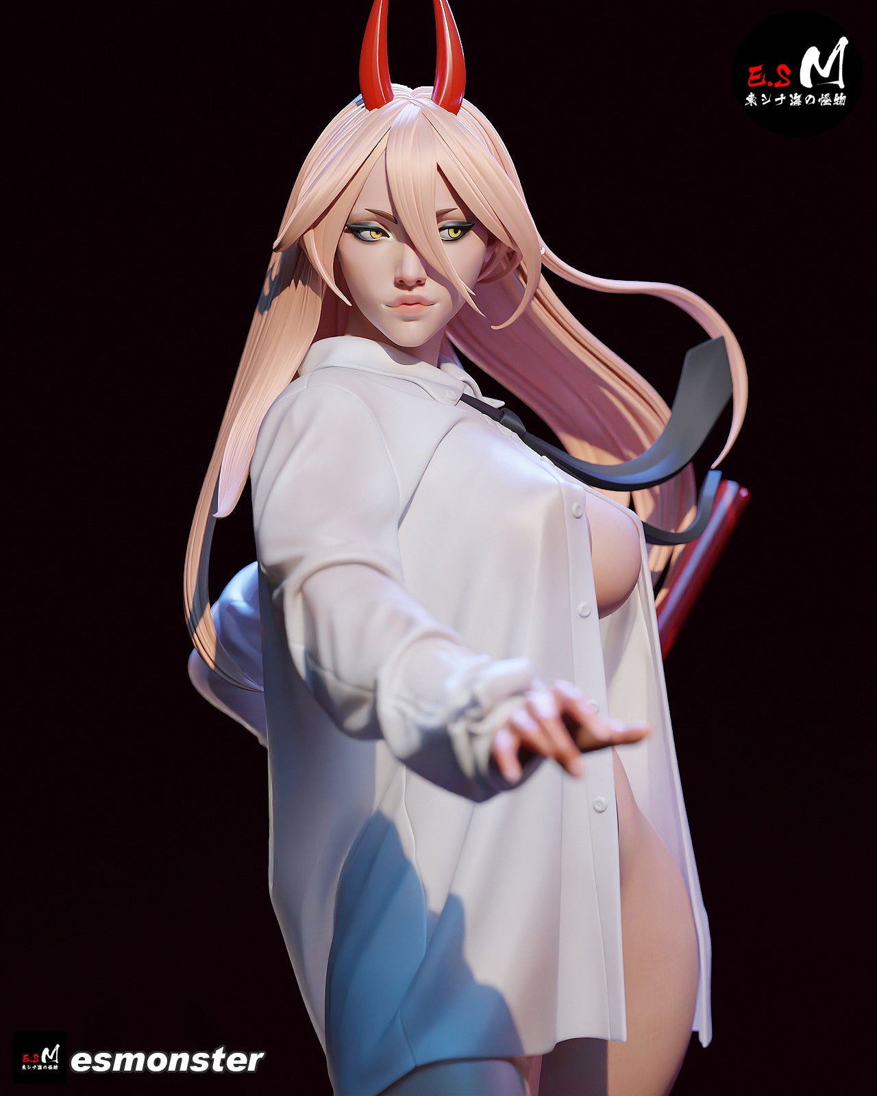 Nightgown Power Style Chainsaw Man Unpainted Resin Garage Model Kit (1/6-1/12)