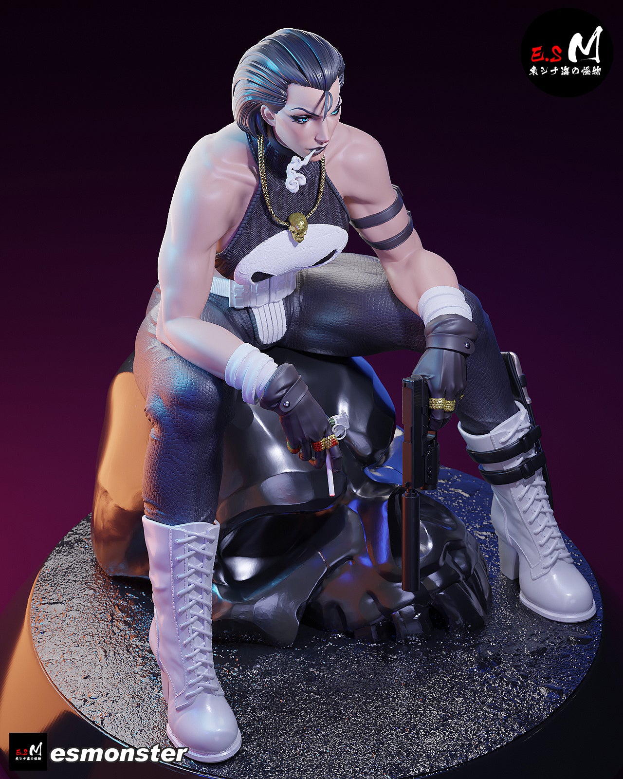 Lady Punisher Skull Style Marvel Unpainted Resin Garage Model Kit (1/6-1/12)