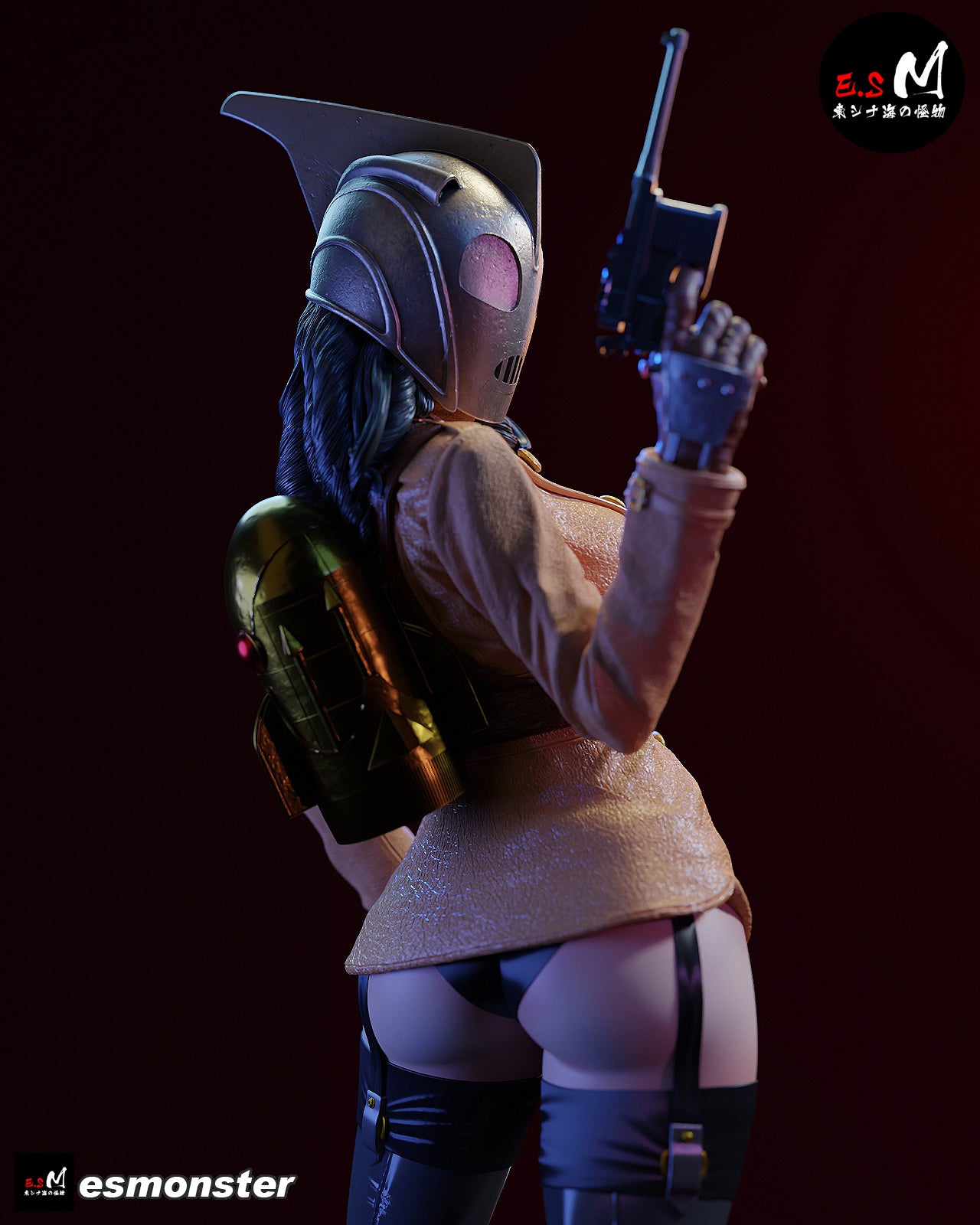 Female Rocketeer Style Pulp Hero Unpainted Resin Garage Kit (1/6-1/12)