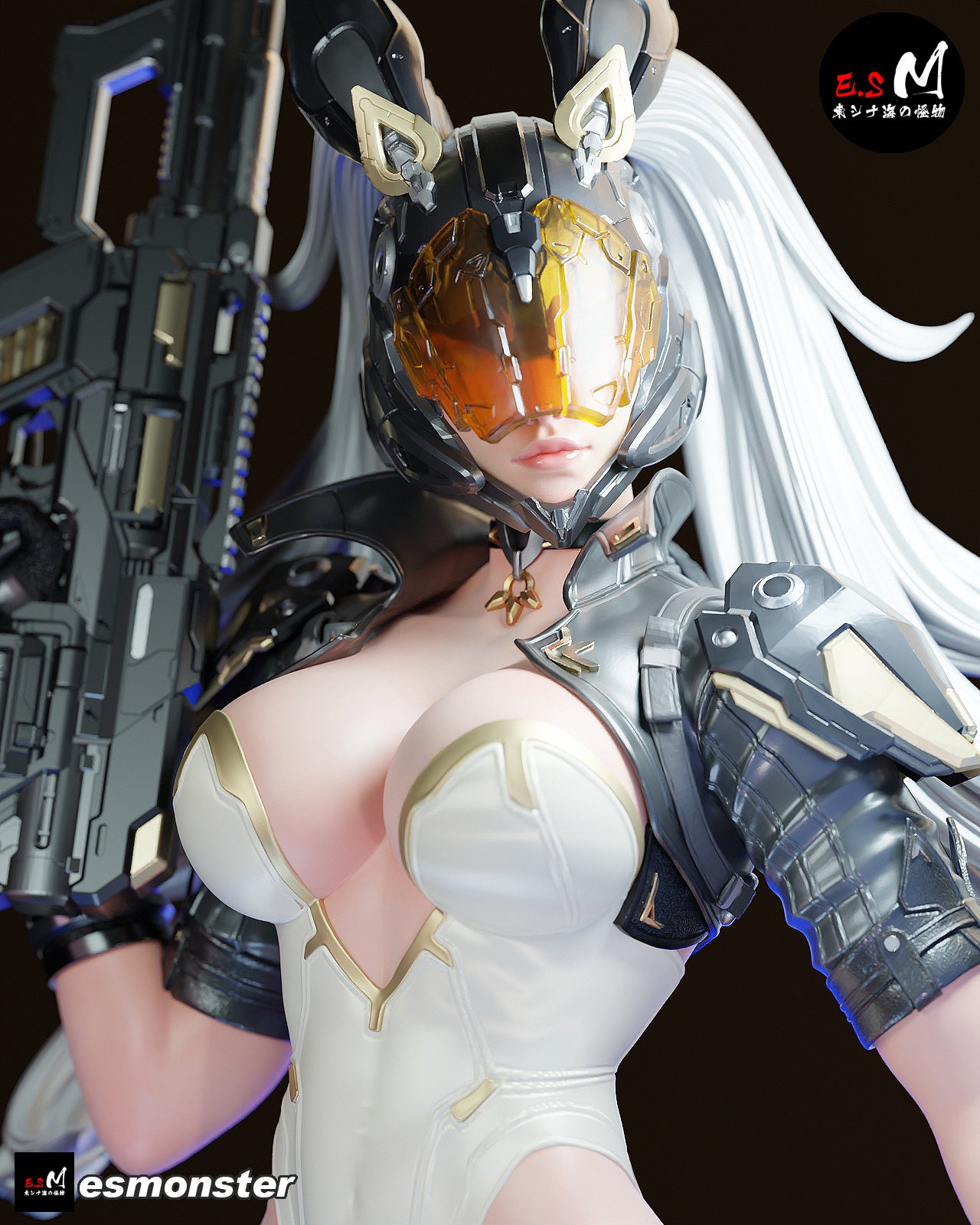 Cyber Bunny Assassin Sci-Fi Unpainted Resin Garage Model Kit (1/6-1/12)
