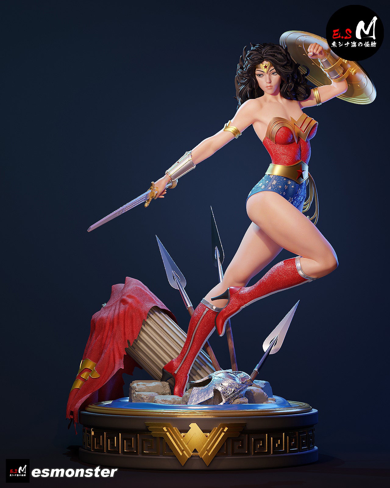 Leaping Wonder Woman Style DC Unpainted Resin Garage Model Kit (1/6-1/12)