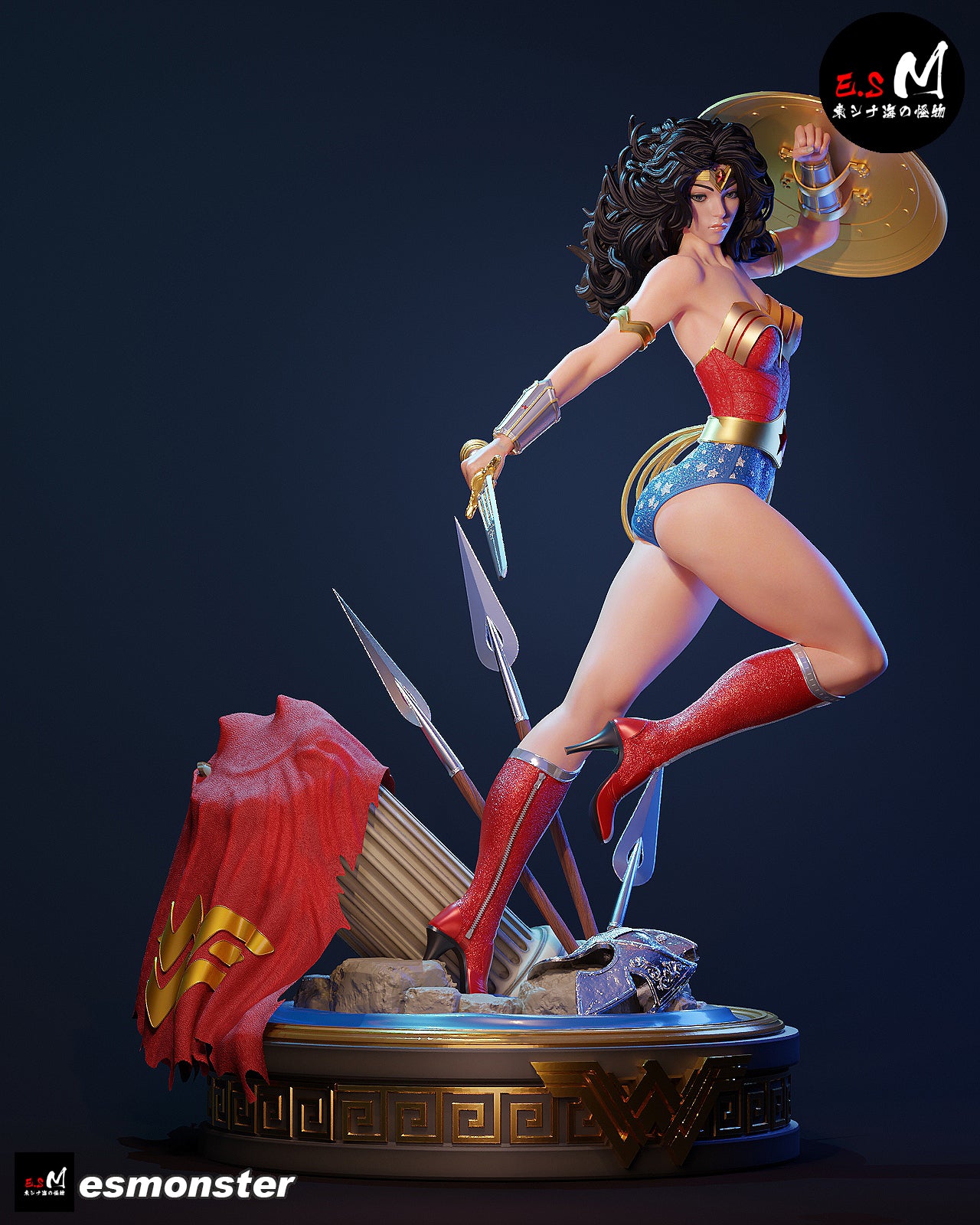 Leaping Wonder Woman Style DC Unpainted Resin Garage Model Kit (1/6-1/12)