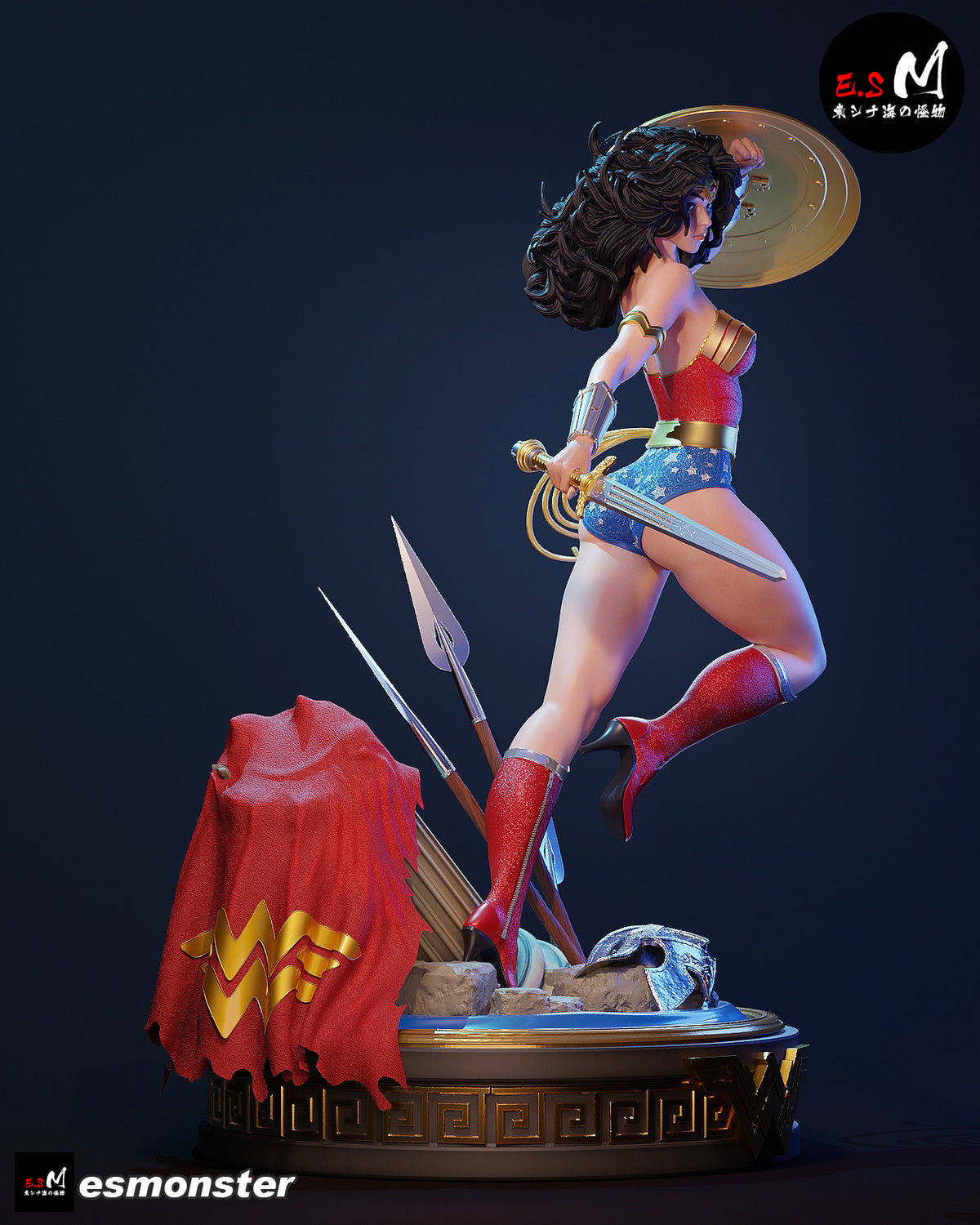 Leaping Wonder Woman Style DC Unpainted Resin Garage Model Kit (1/6-1/12)