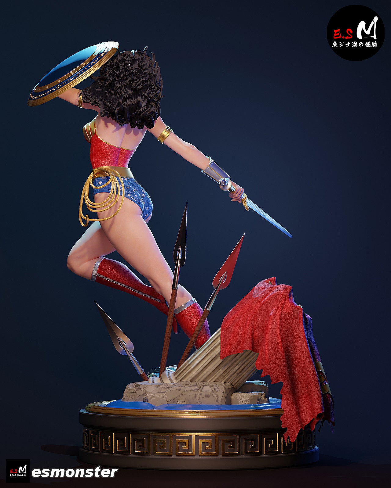 Leaping Wonder Woman Style DC Unpainted Resin Garage Model Kit (1/6-1/12)
