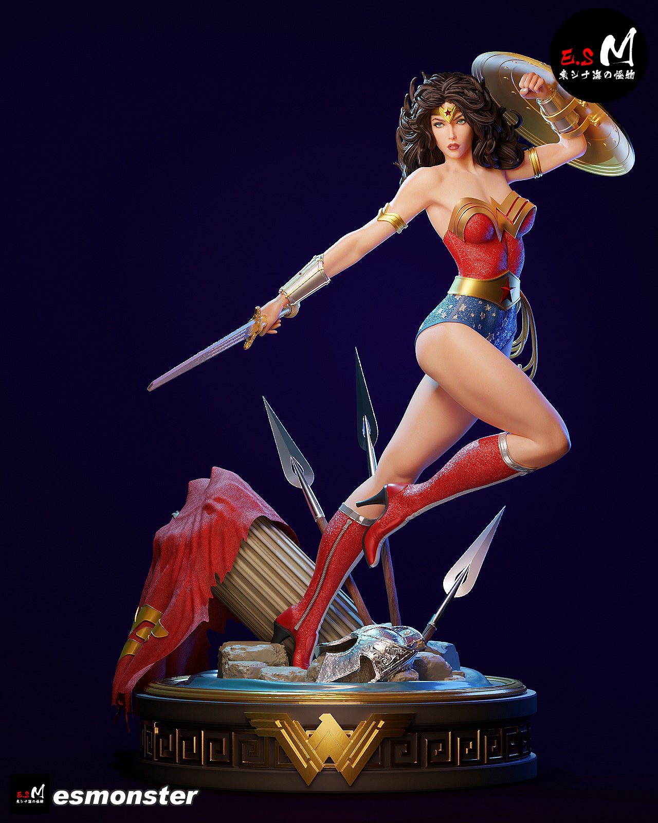 Leaping Wonder Woman Style DC Unpainted Resin Garage Model Kit (1/6-1/12)