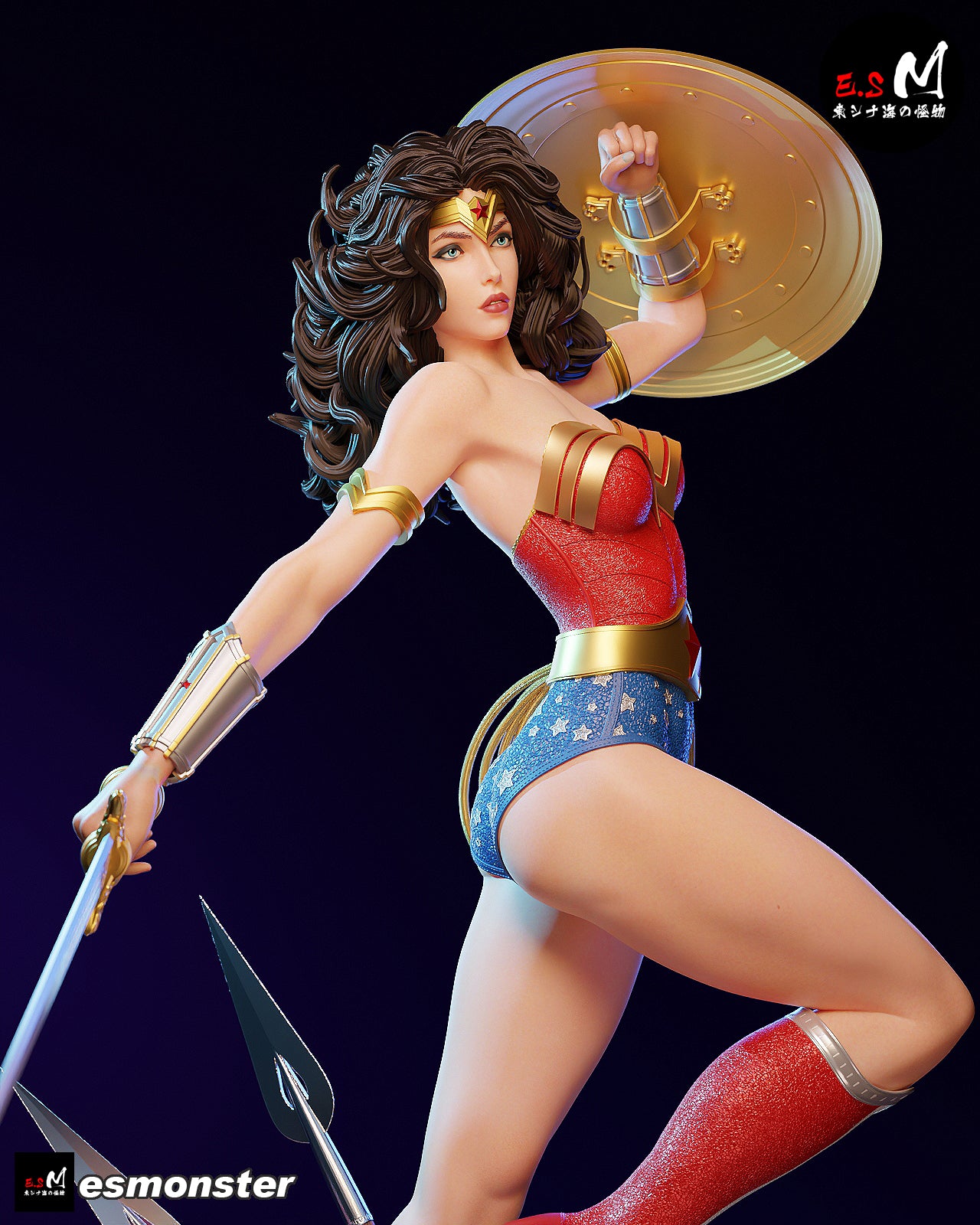 Leaping Wonder Woman Style DC Unpainted Resin Garage Model Kit (1/6-1/12)
