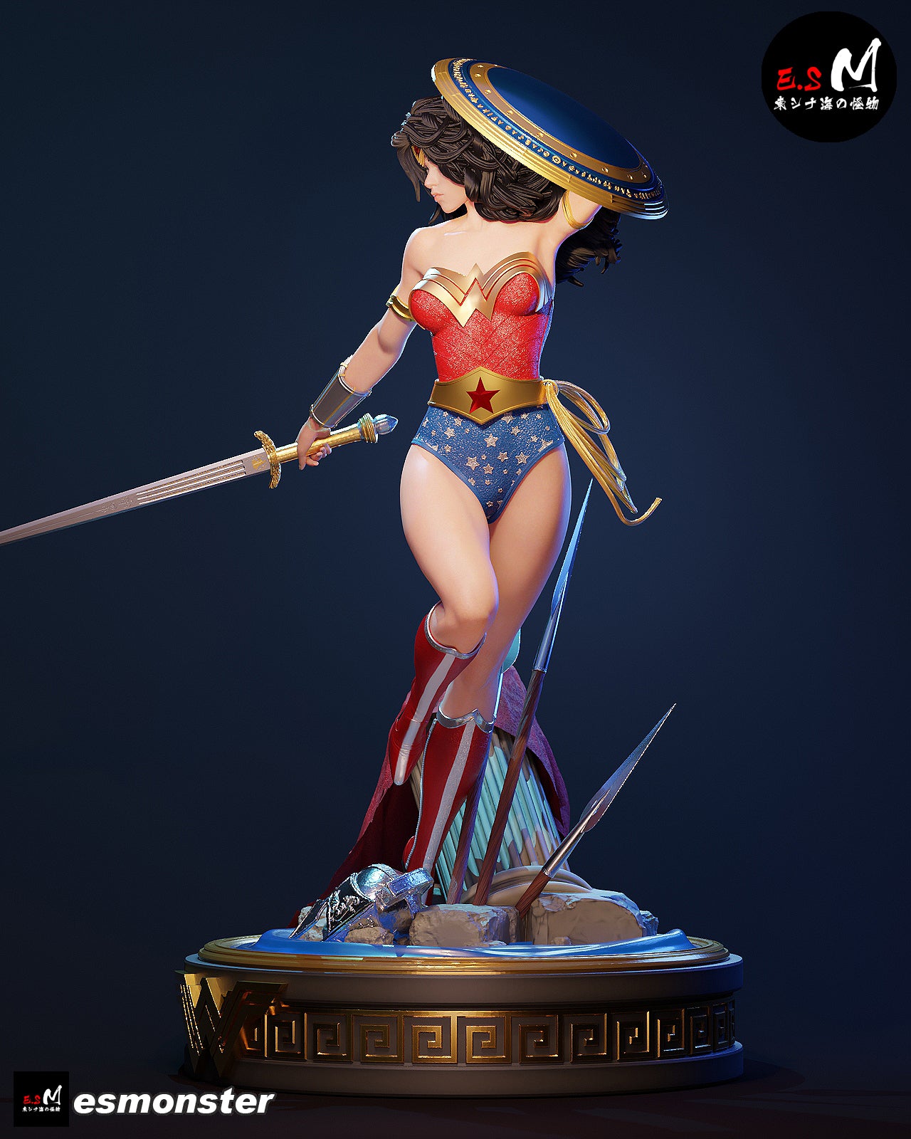 Leaping Wonder Woman Style DC Unpainted Resin Garage Model Kit (1/6-1/12)