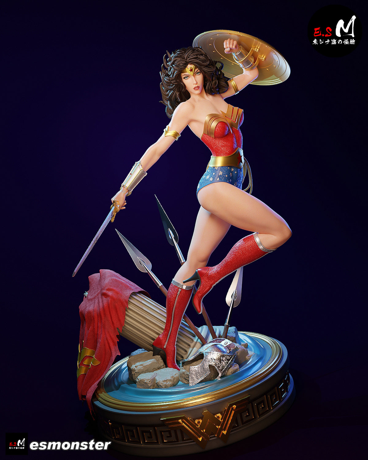 Leaping Wonder Woman Style DC Unpainted Resin Garage Model Kit (1/6-1/12)