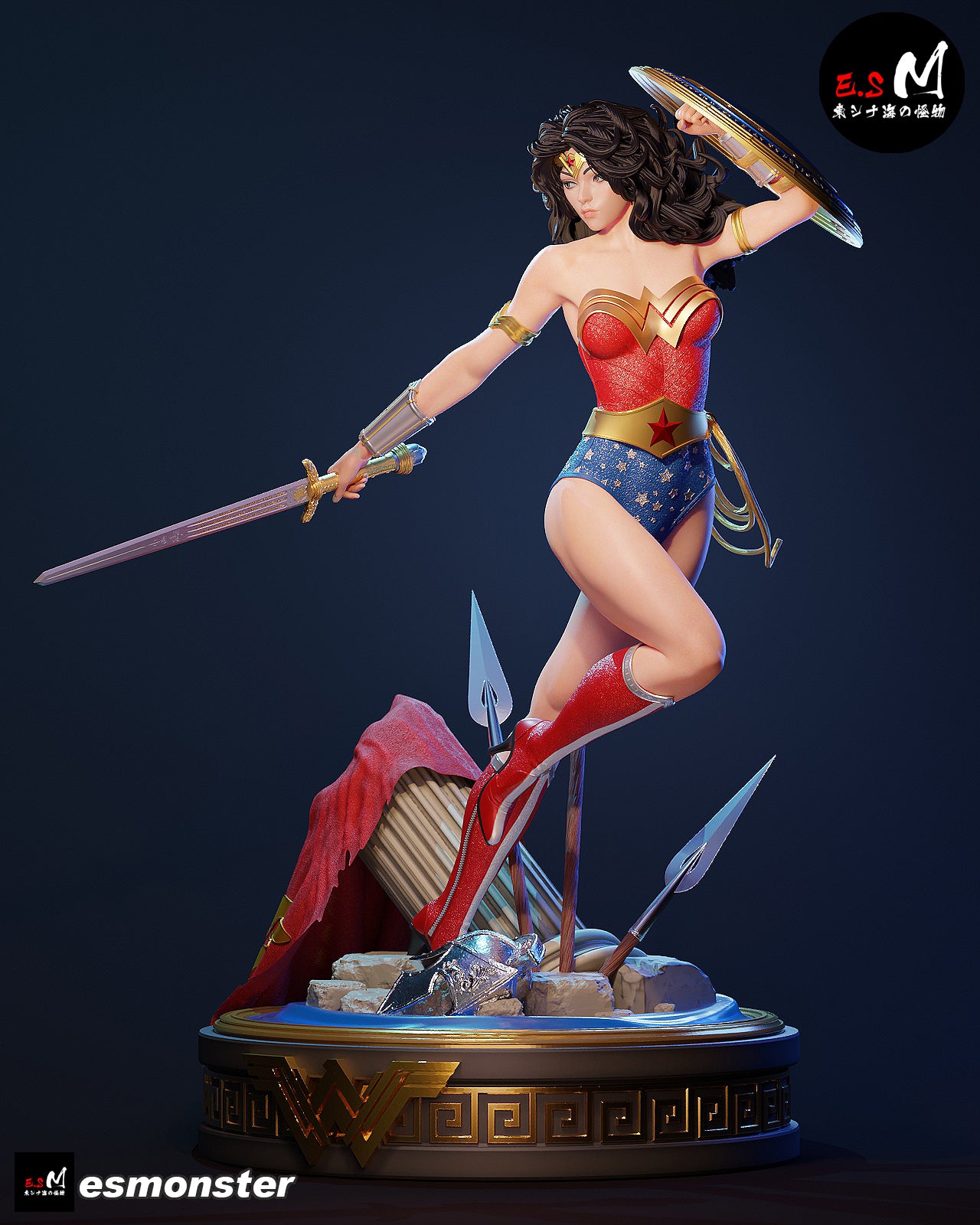 Leaping Wonder Woman Style DC Unpainted Resin Garage Model Kit (1/6-1/12)