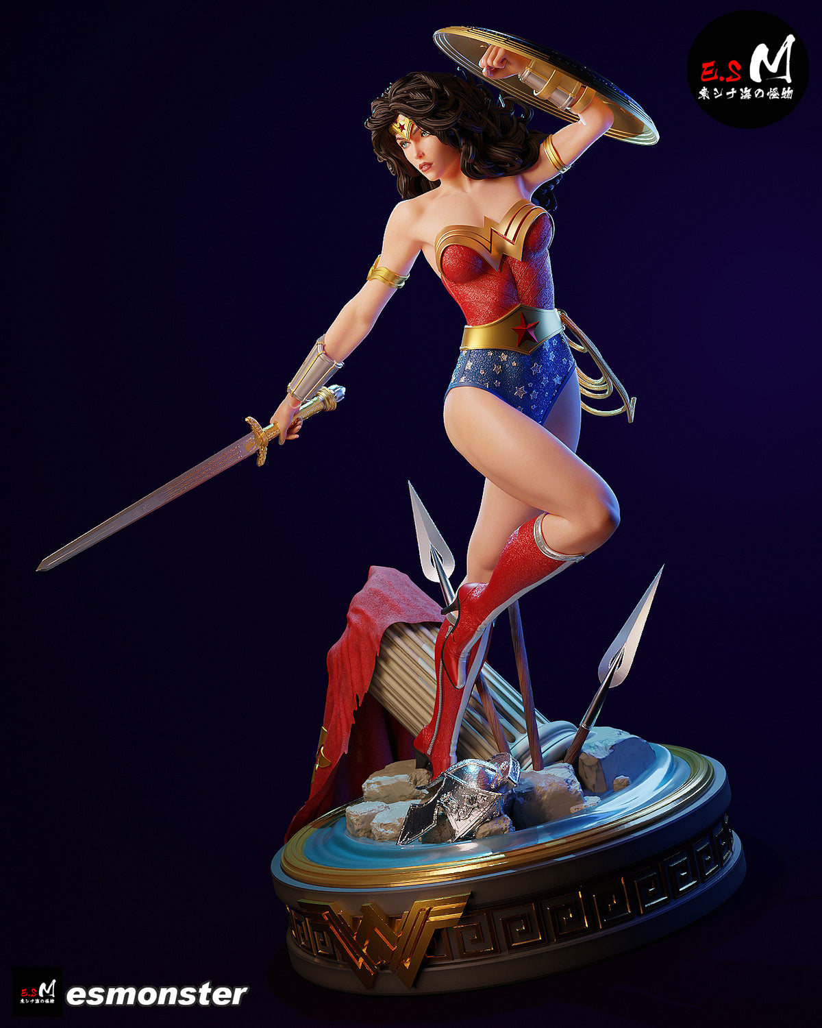 Leaping Wonder Woman Style DC Unpainted Resin Garage Model Kit (1/6-1/12)