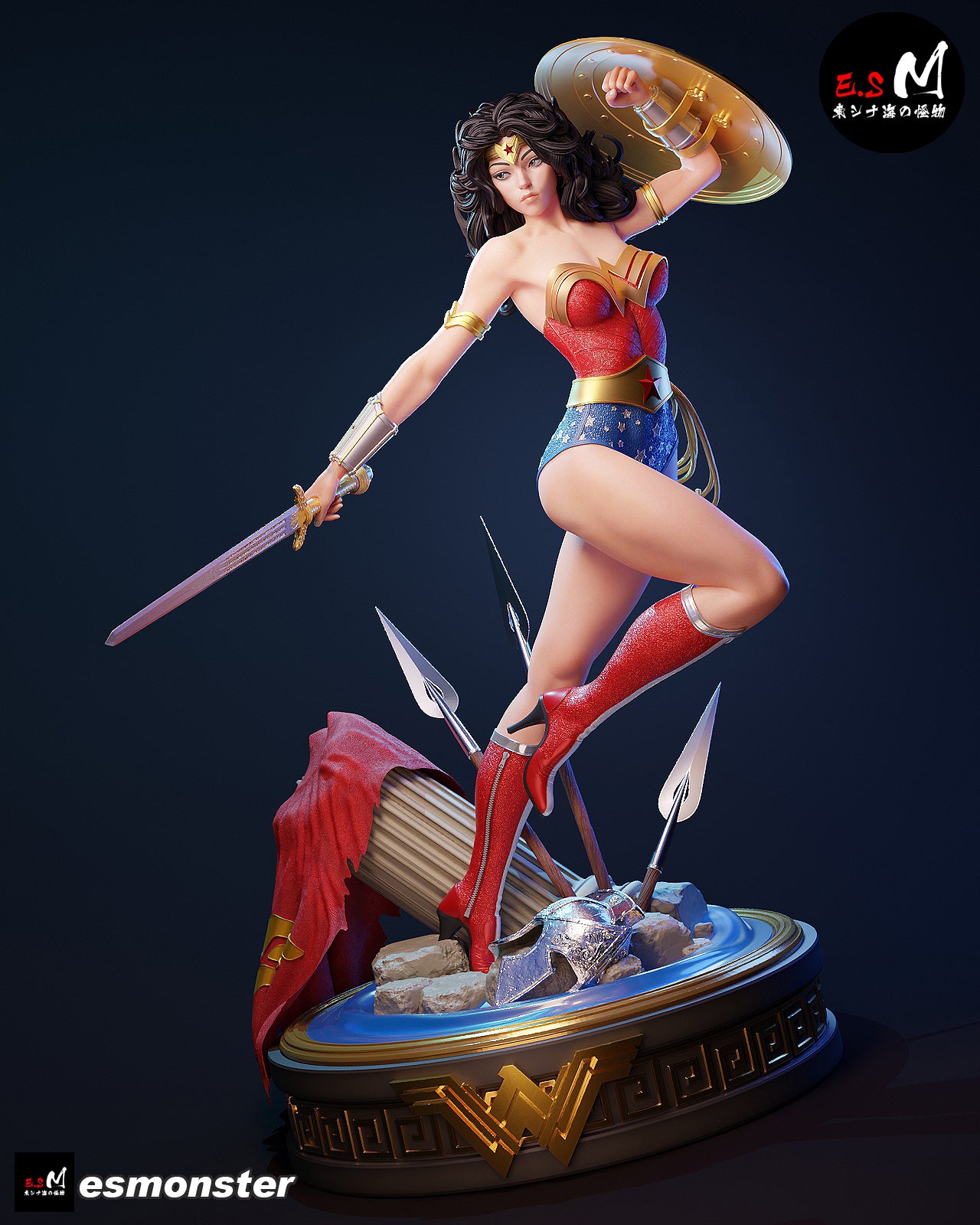 Leaping Wonder Woman Style DC Unpainted Resin Garage Model Kit (1/6-1/12)