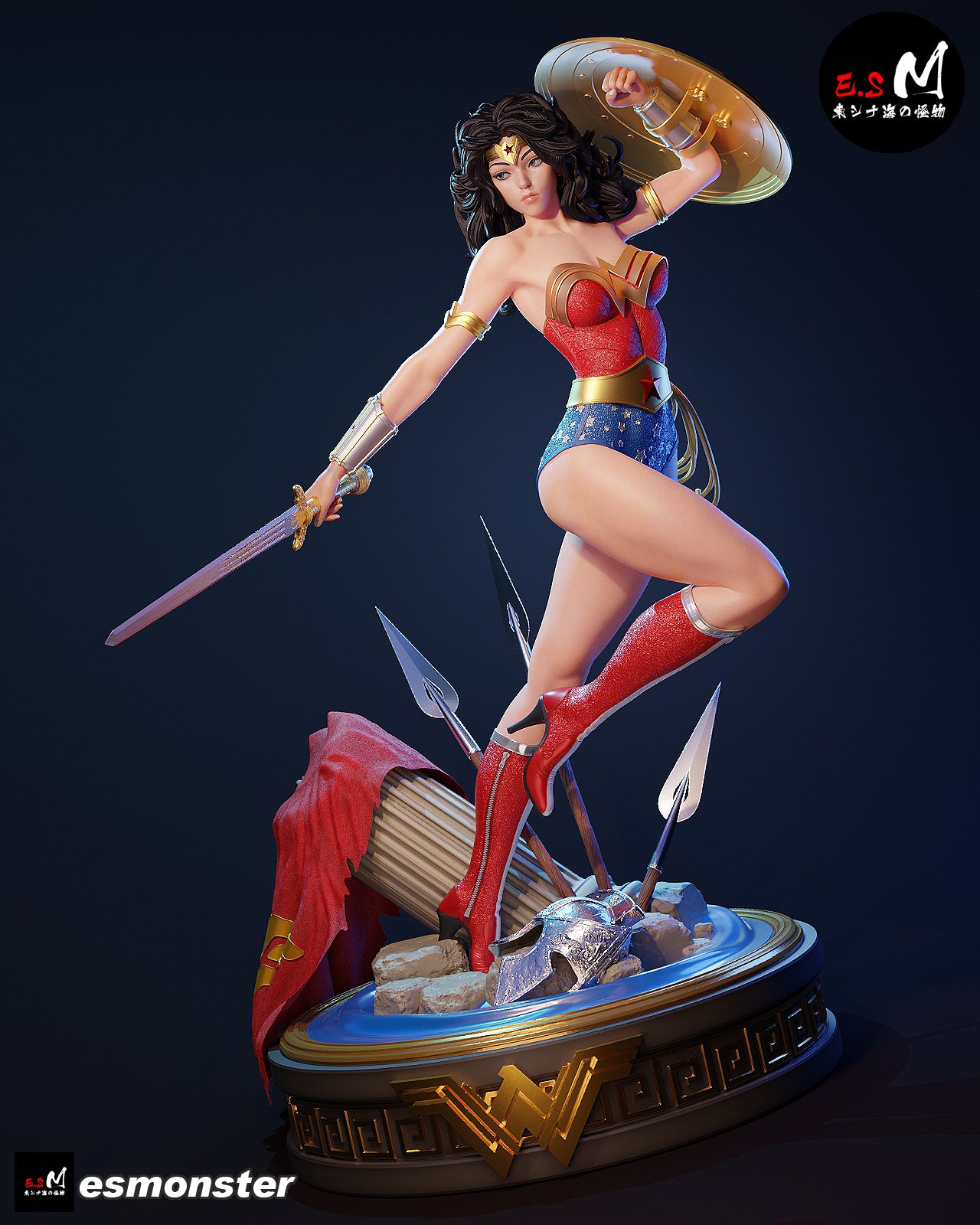 Leaping Wonder Woman Style DC Unpainted Resin Garage Model Kit (1/6-1/12)