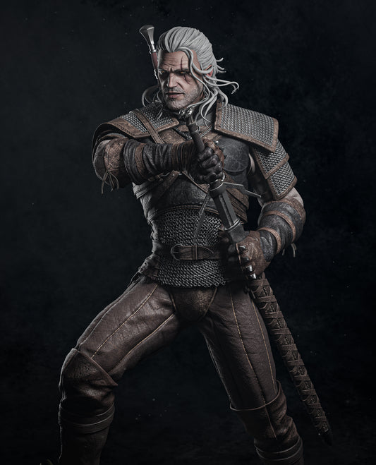 Geralt inspired resin figure
