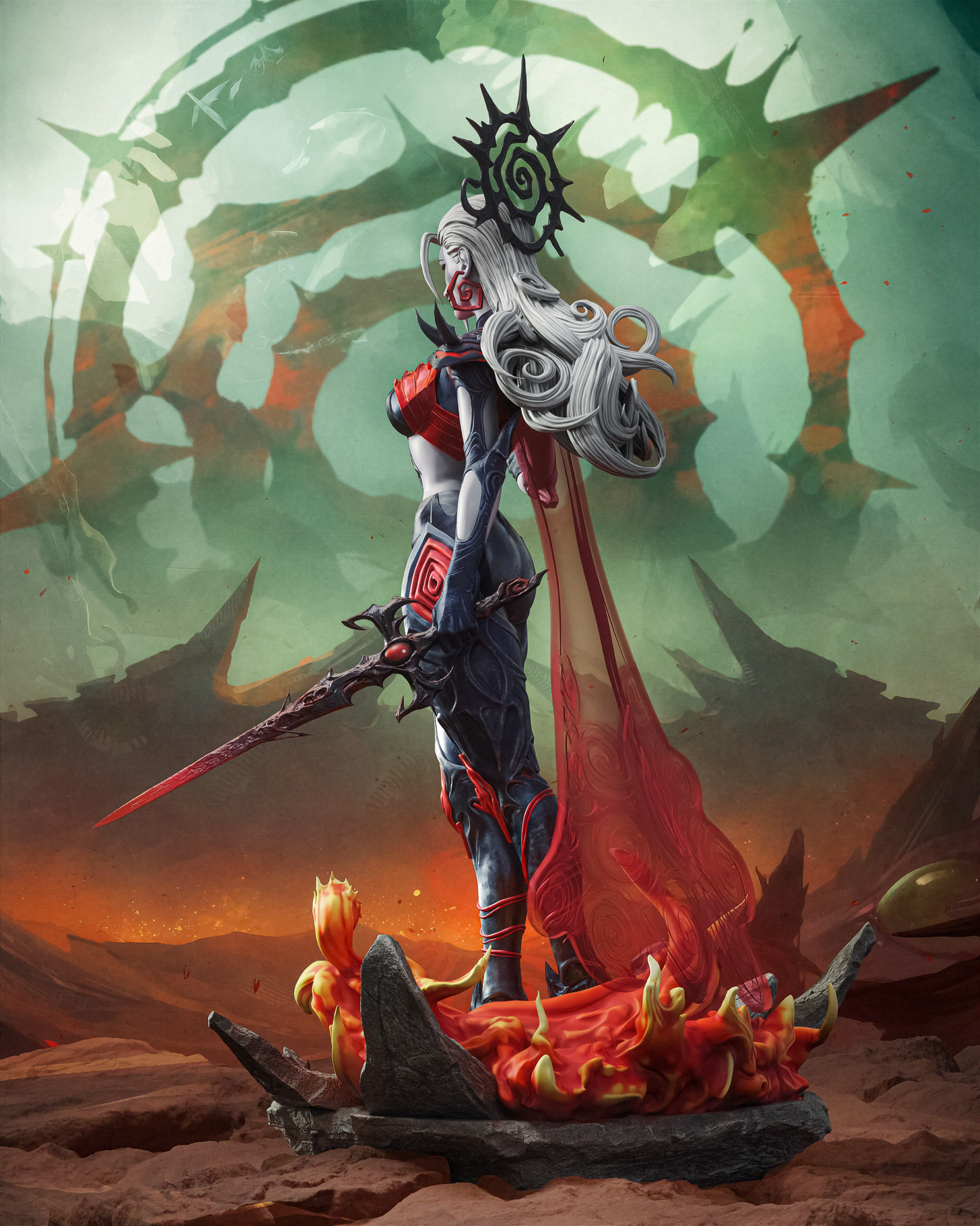 Hela Style Goddess of Death – Unpainted 3D Printed Model Kit