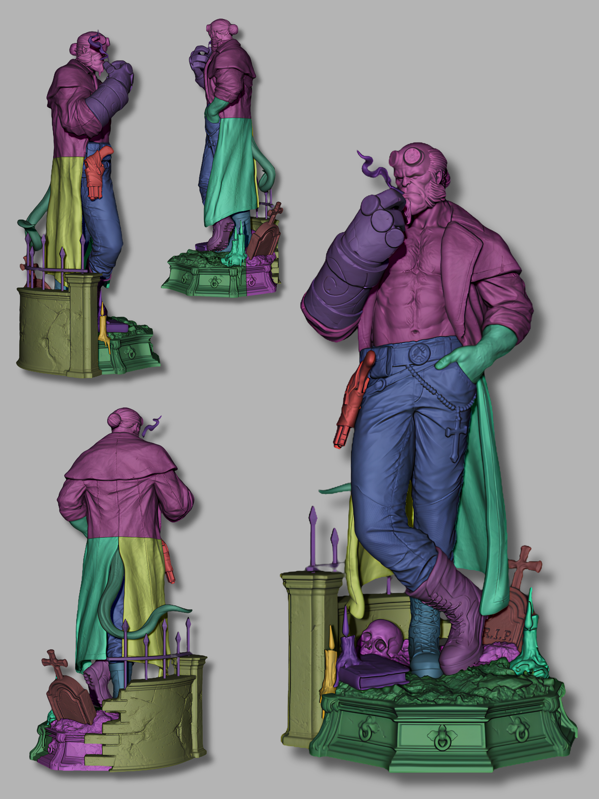 Smoking Hellboy Style Hellboy Unpainted Resin Garage Model Kit (1/6-1/12)
