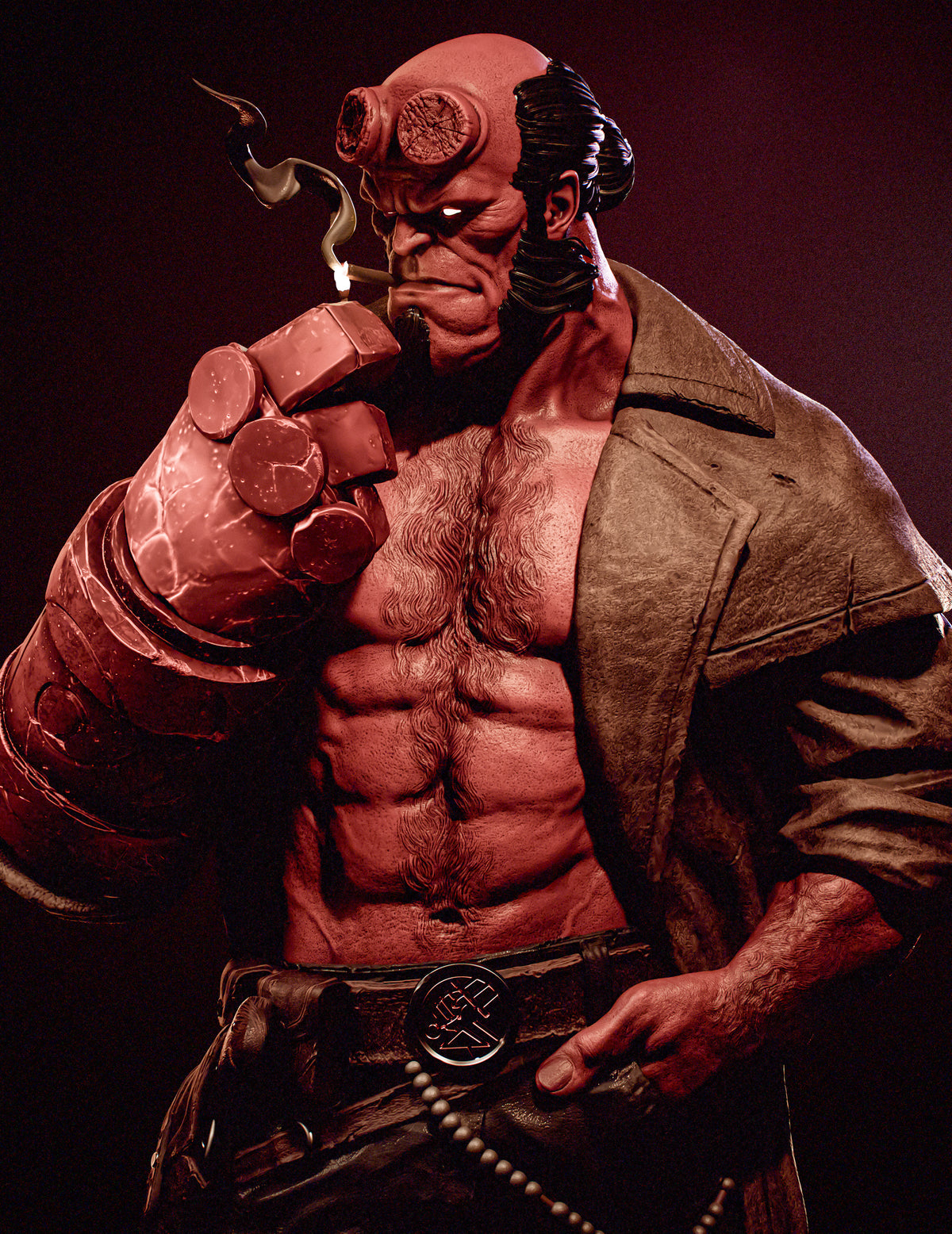 Smoking Hellboy Style Hellboy Unpainted Resin Garage Model Kit (1/6-1/12)