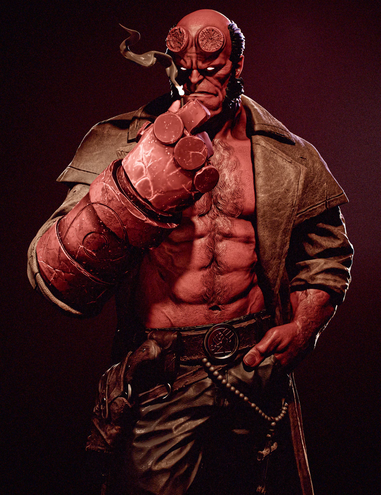 Smoking Hellboy Style Hellboy Unpainted Resin Garage Model Kit (1/6-1/12)