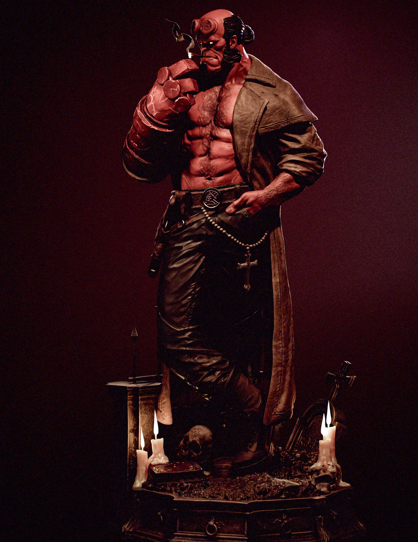 Smoking Hellboy Style Hellboy Unpainted Resin Garage Model Kit (1/6-1/12)