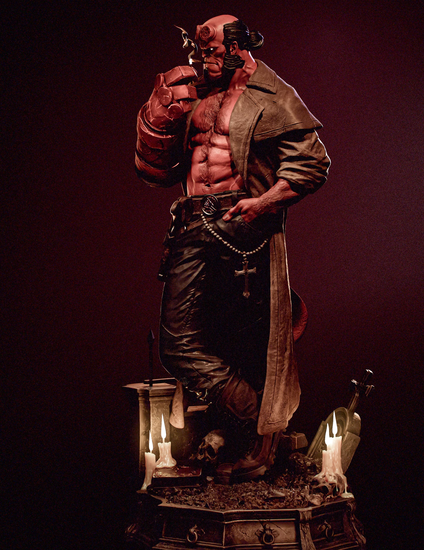Smoking Hellboy Style Hellboy Unpainted Resin Garage Model Kit (1/6-1/12)
