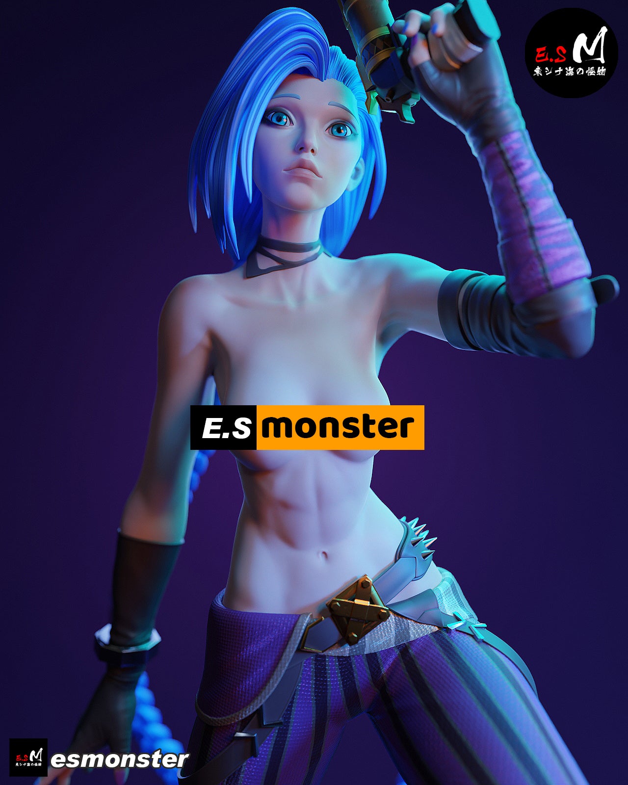 Jinx Fight Ready Style League of Legends Unpainted Resin Garage Kit (1/6-1/12)