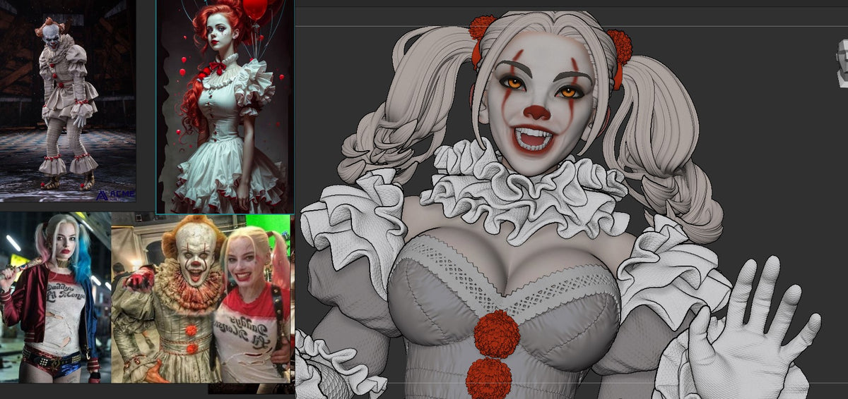 Pennywise Female Style It Horror Unpainted Resin Garage Model Kit (1/6-1/12)