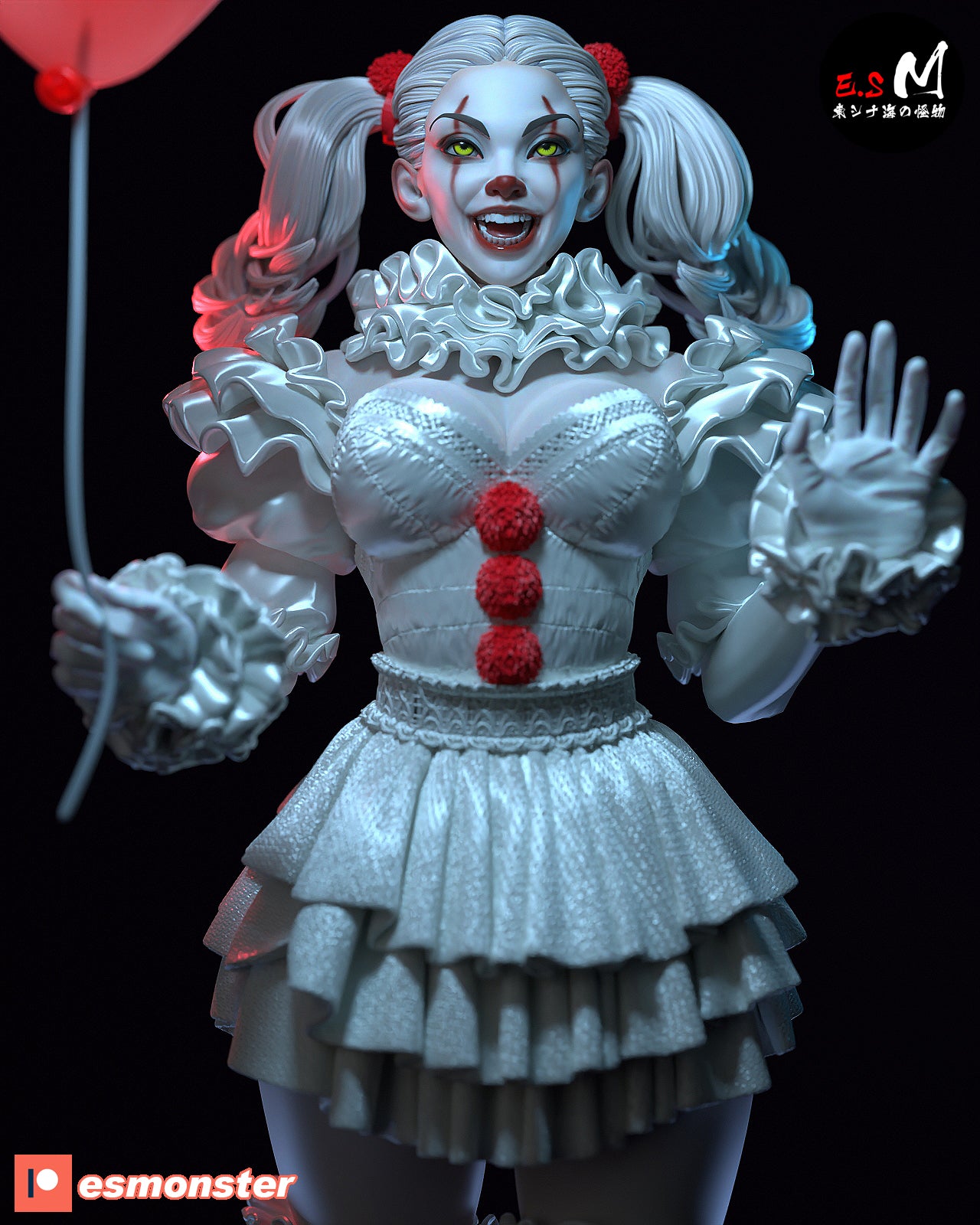 Pennywise Female Style It Horror Unpainted Resin Garage Model Kit (1/6-1/12)