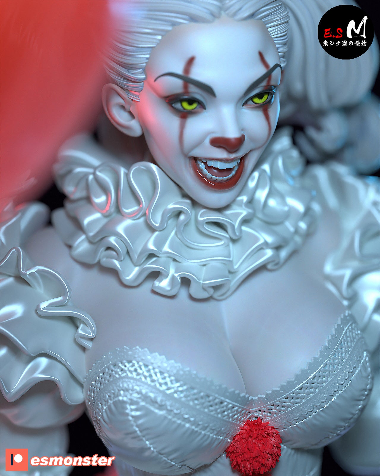 Pennywise Female Style It Horror Unpainted Resin Garage Model Kit (1/6-1/12)