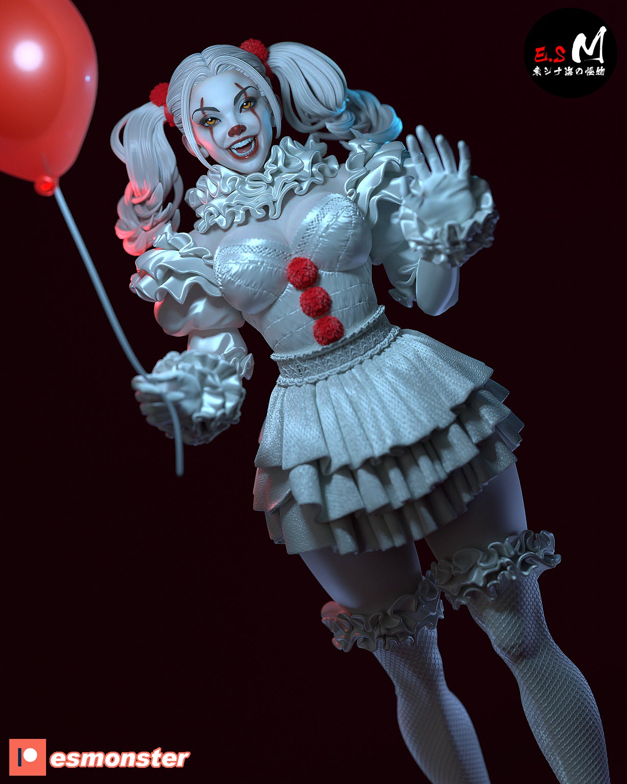 Pennywise Female Style It Horror Unpainted Resin Garage Model Kit (1/6-1/12)