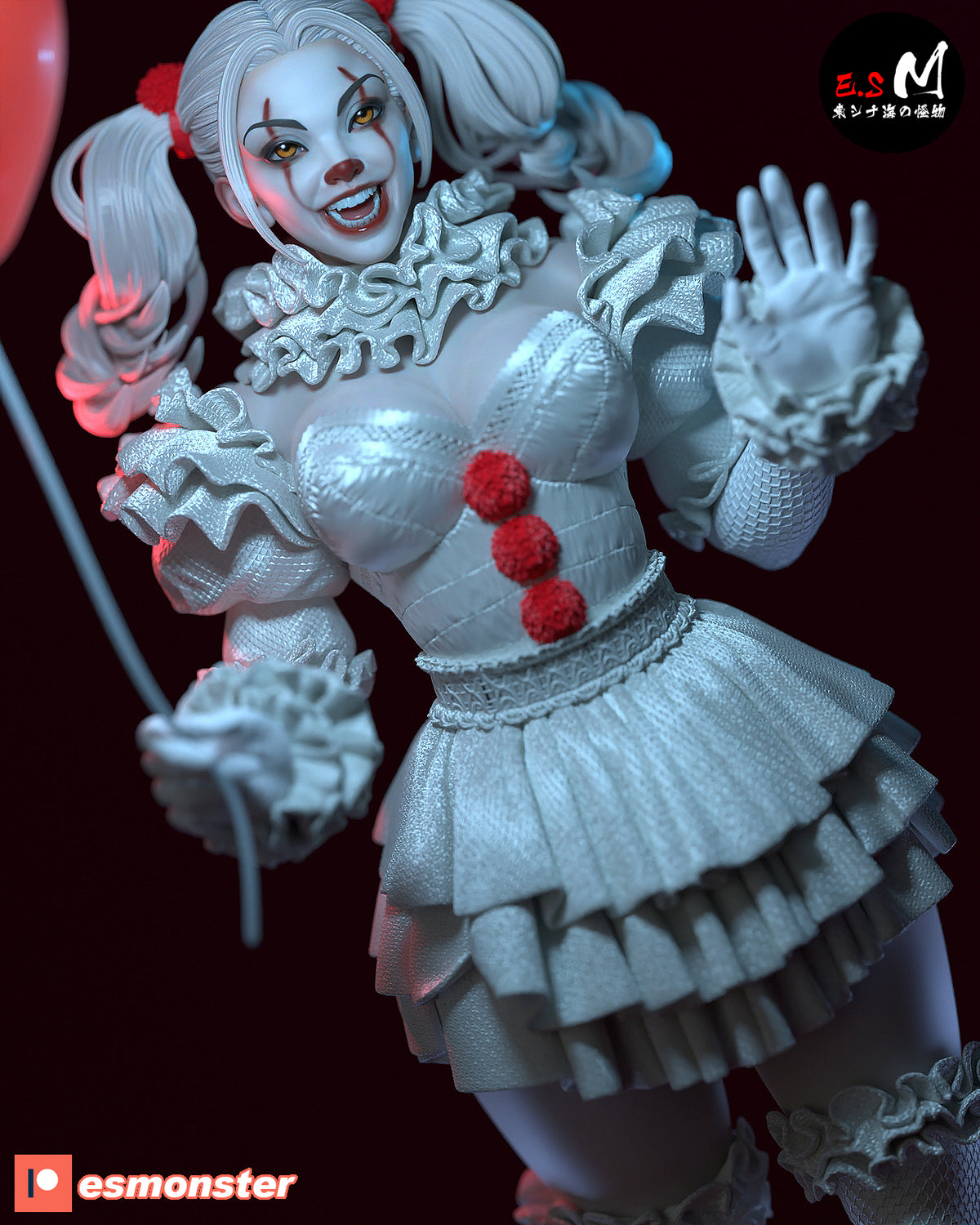 Pennywise Female Style It Horror Unpainted Resin Garage Model Kit (1/6-1/12)