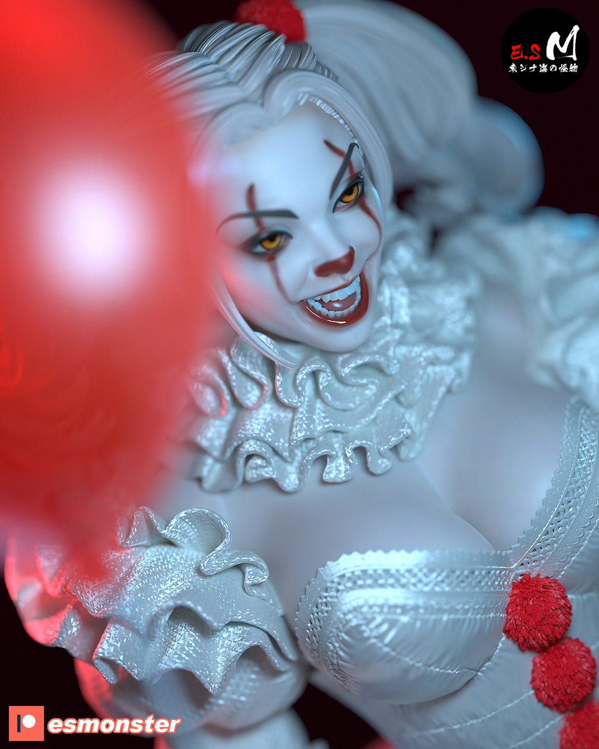 Pennywise Female Style It Horror Unpainted Resin Garage Model Kit (1/6-1/12)