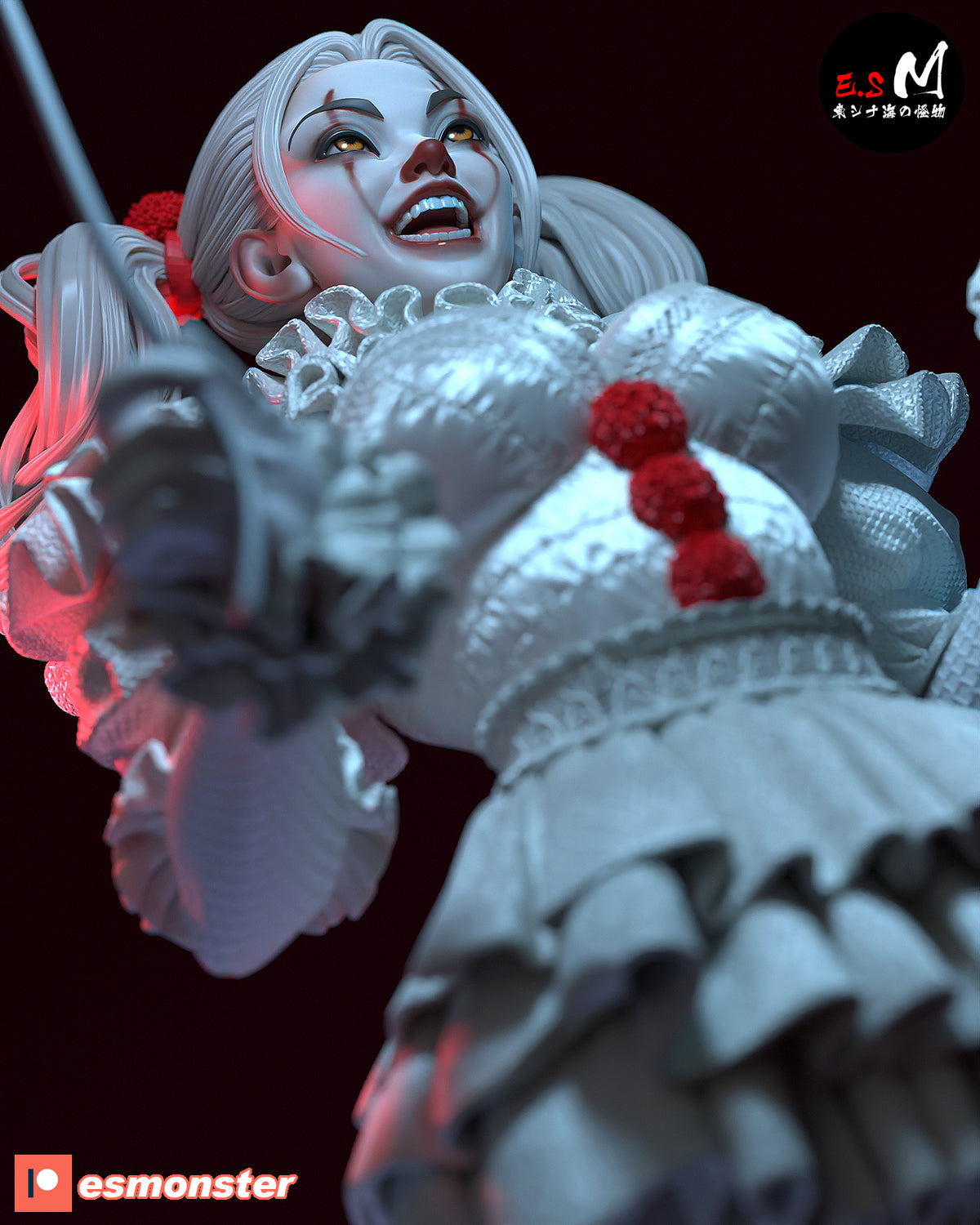 Pennywise Female Style It Horror Unpainted Resin Garage Model Kit (1/6-1/12)