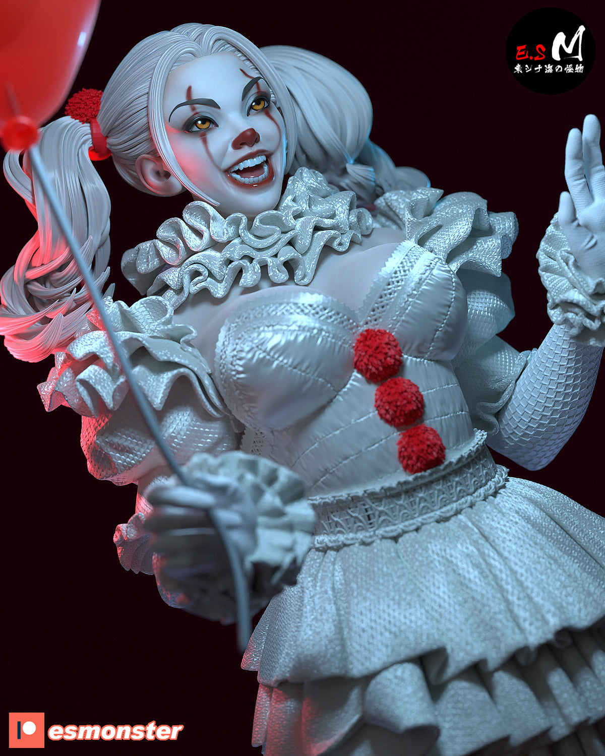 Pennywise Female Style It Horror Unpainted Resin Garage Model Kit (1/6-1/12)