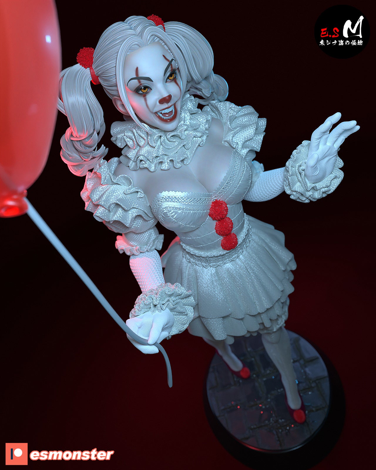 Pennywise Female Style It Horror Unpainted Resin Garage Model Kit (1/6-1/12)