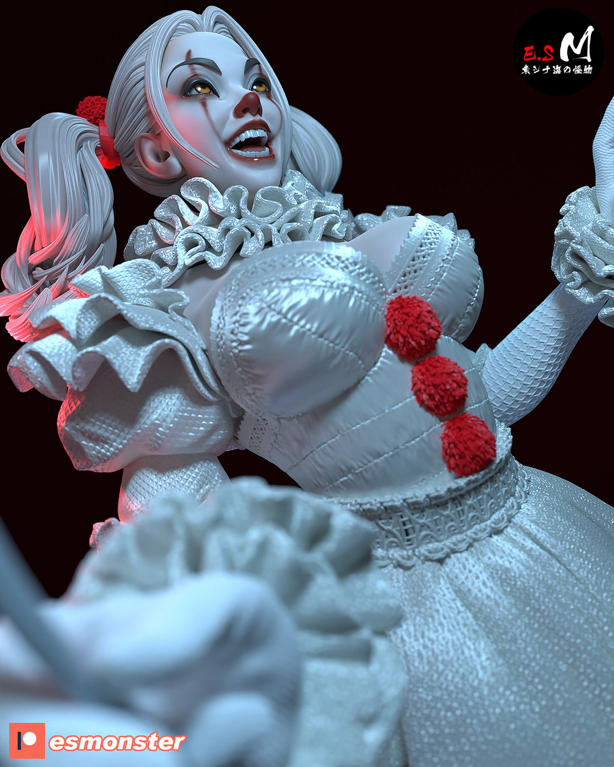 Pennywise Female Style It Horror Unpainted Resin Garage Model Kit (1/6-1/12)