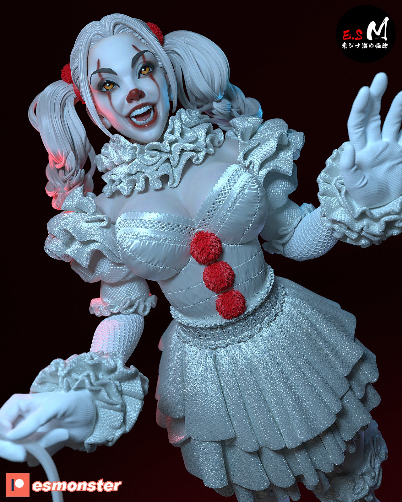 Pennywise Female Style It Horror Unpainted Resin Garage Model Kit (1/6-1/12)