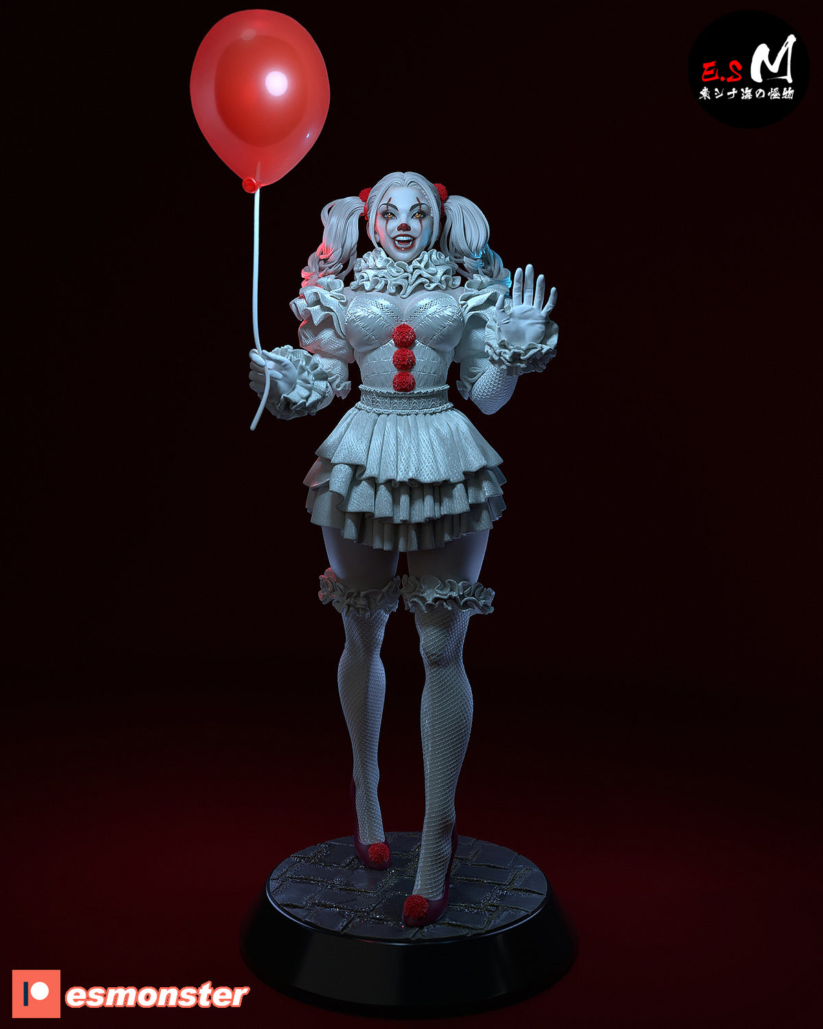 Pennywise Female Style It Horror Unpainted Resin Garage Model Kit (1/6-1/12)