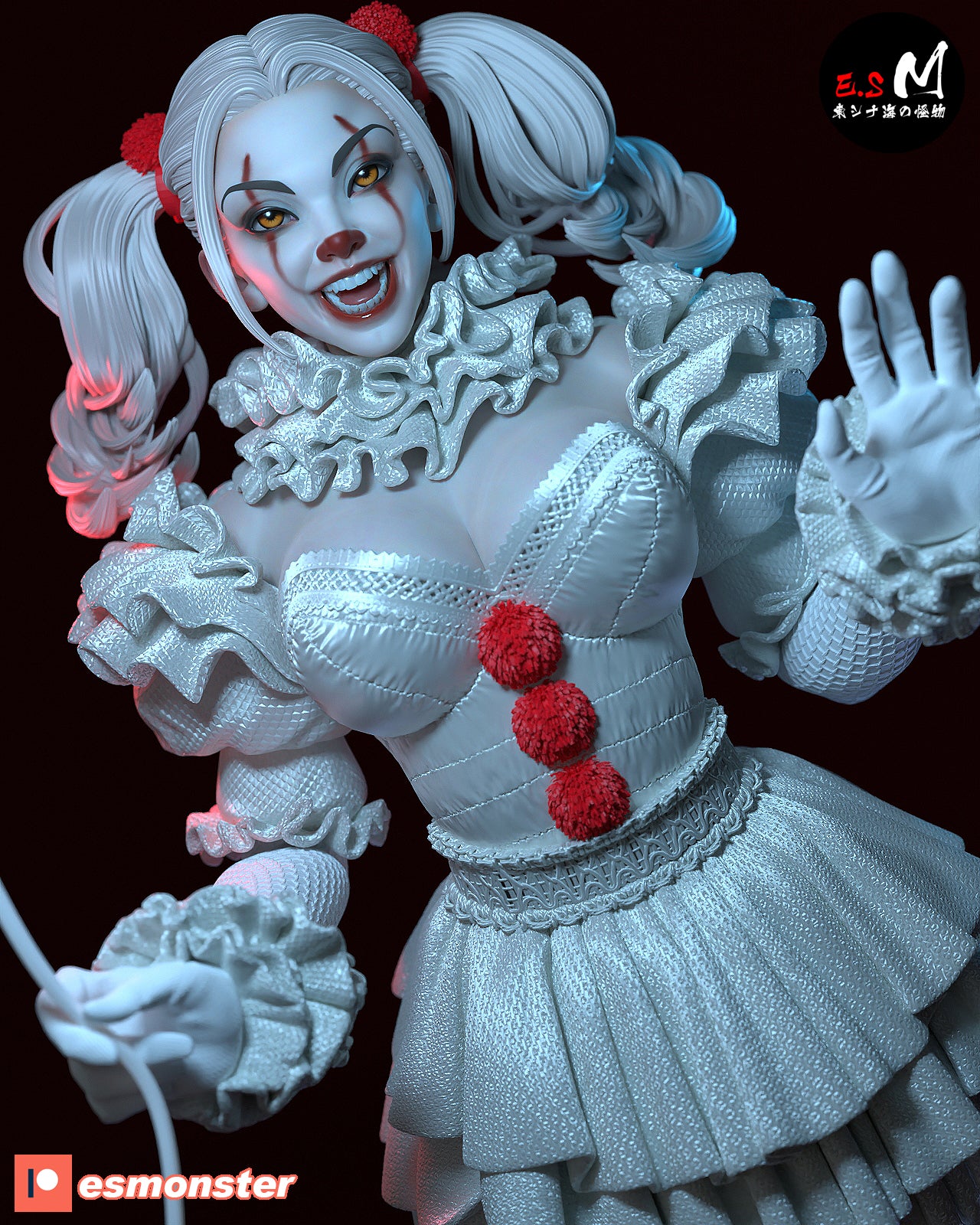 Pennywise Female Style It Horror Unpainted Resin Garage Model Kit (1/6-1/12)
