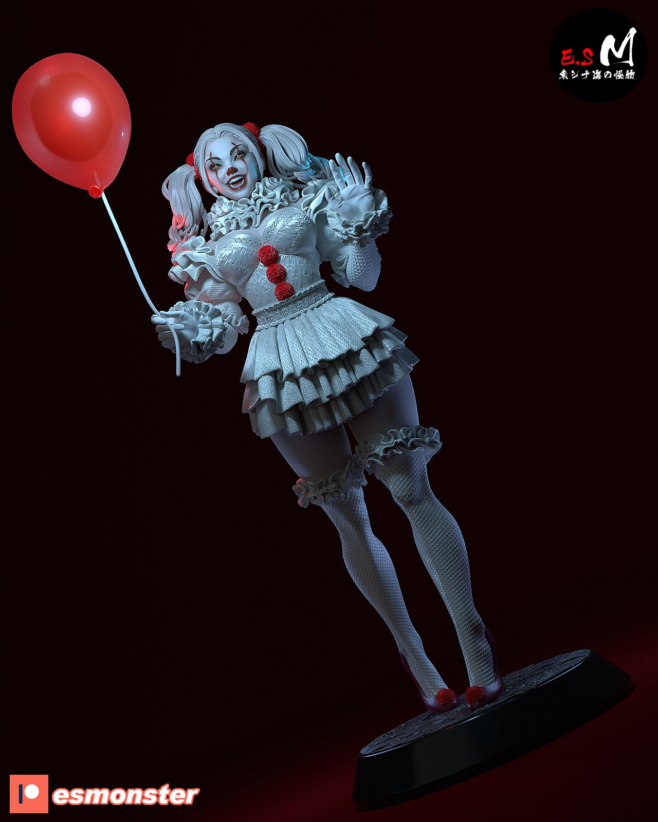 Pennywise Female Style It Horror Unpainted Resin Garage Model Kit (1/6-1/12)