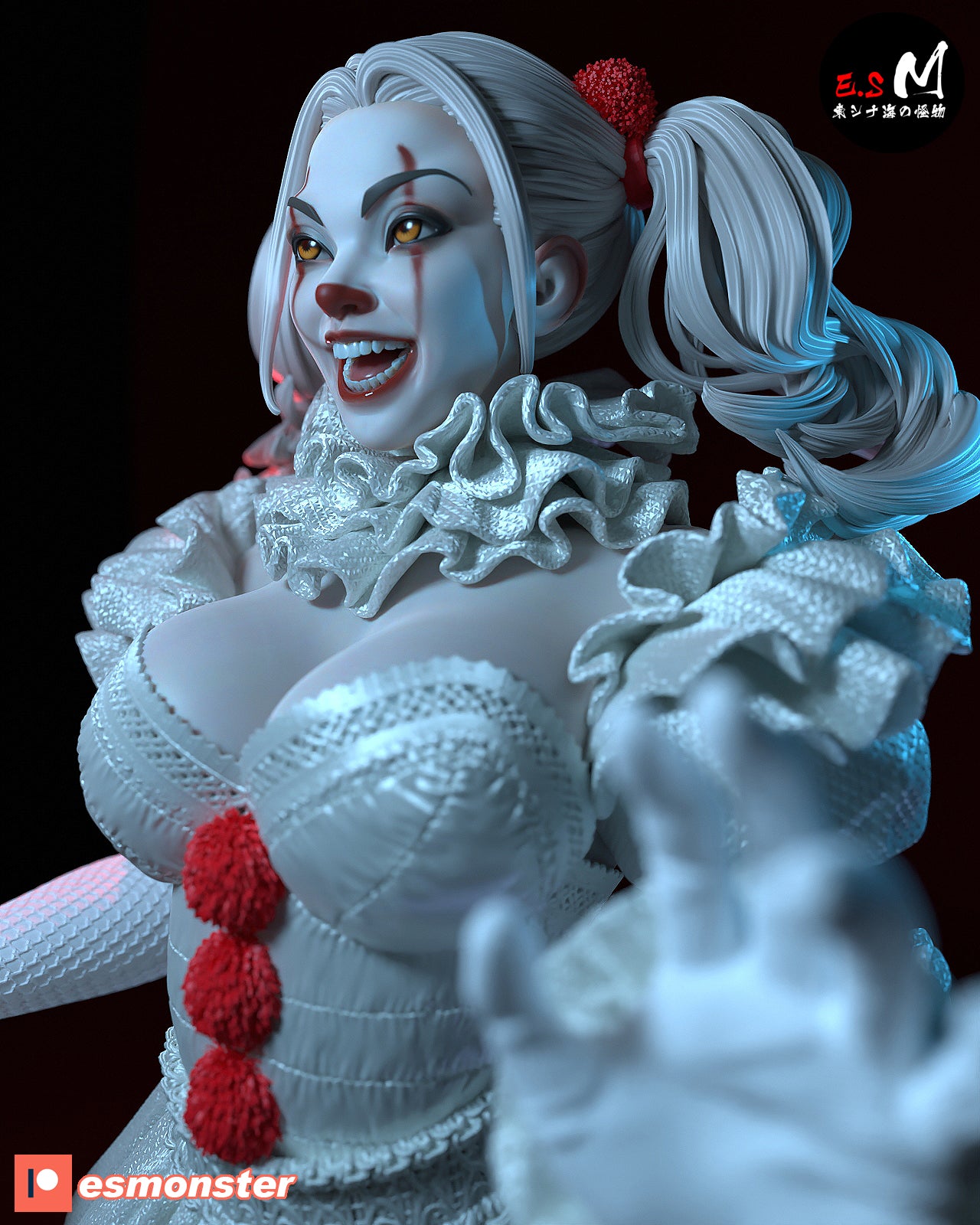 Pennywise Female Style It Horror Unpainted Resin Garage Model Kit (1/6-1/12)