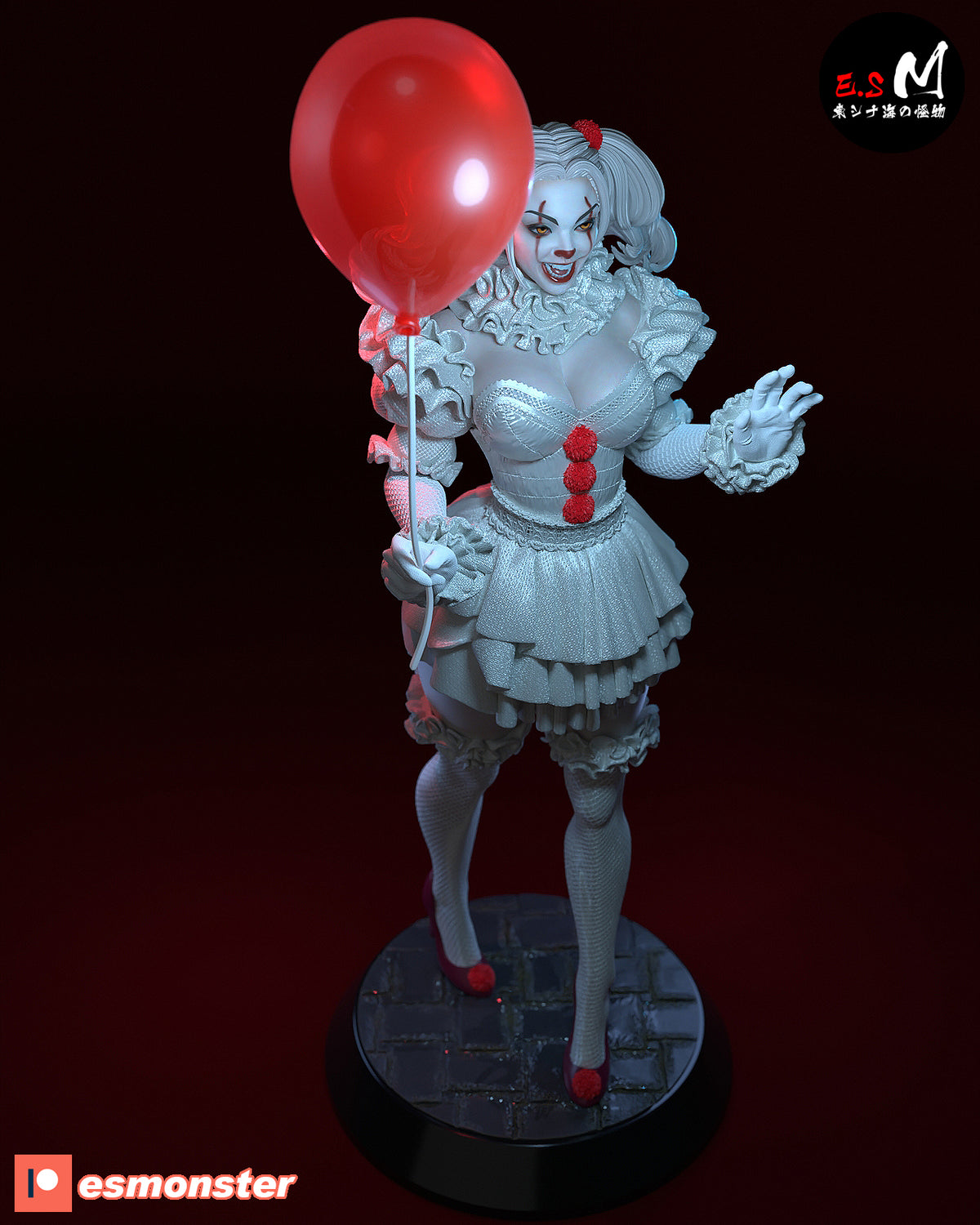 Pennywise Female Style It Horror Unpainted Resin Garage Model Kit (1/6-1/12)