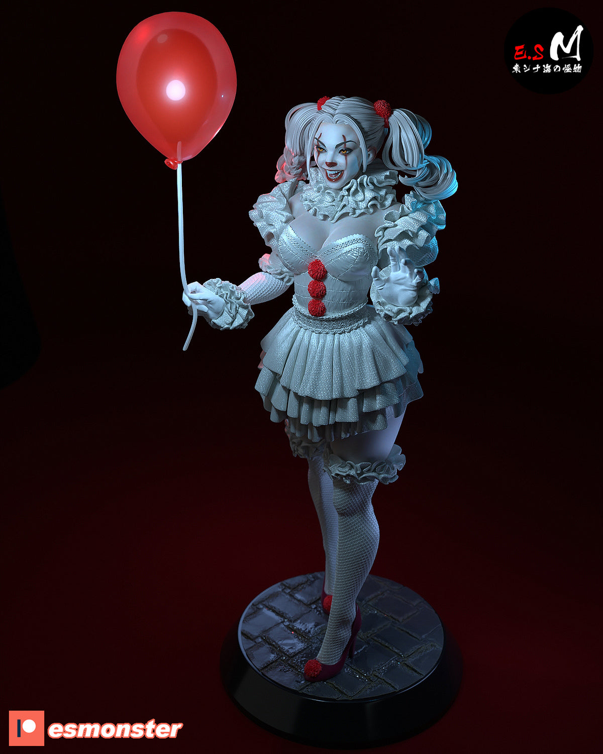 Pennywise Female Style It Horror Unpainted Resin Garage Model Kit (1/6-1/12)