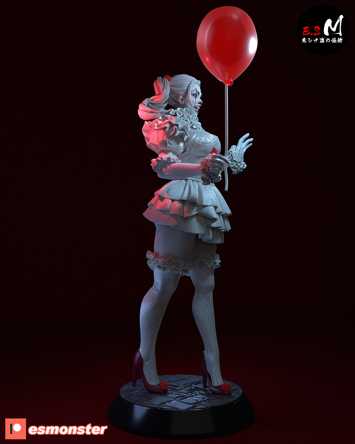 Pennywise Female Style It Horror Unpainted Resin Garage Model Kit (1/6-1/12)