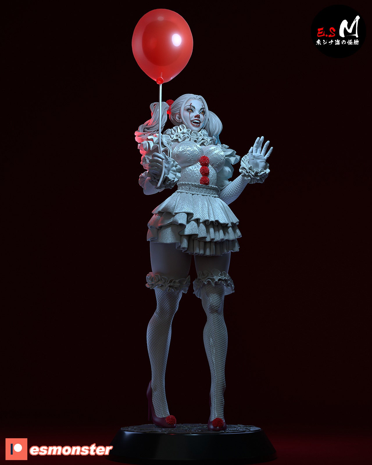 Pennywise Female Style It Horror Unpainted Resin Garage Model Kit (1/6-1/12)