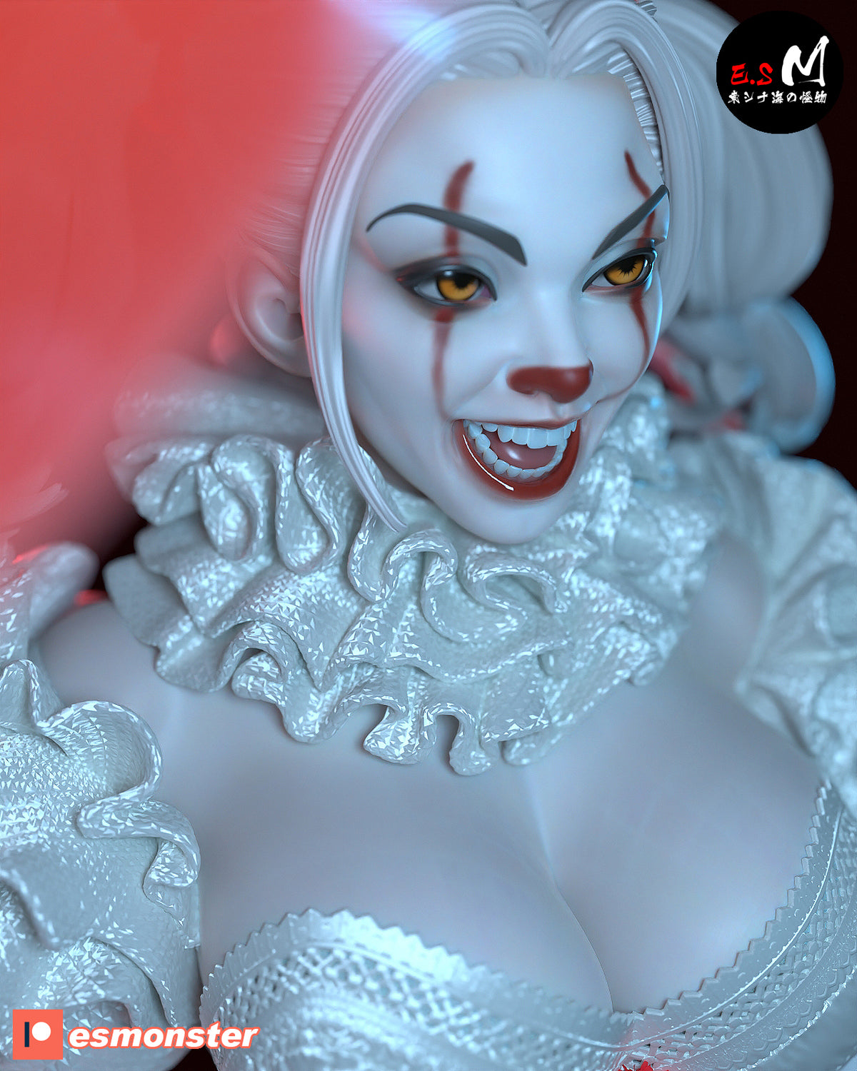 Pennywise Female Style It Horror Unpainted Resin Garage Model Kit (1/6-1/12)