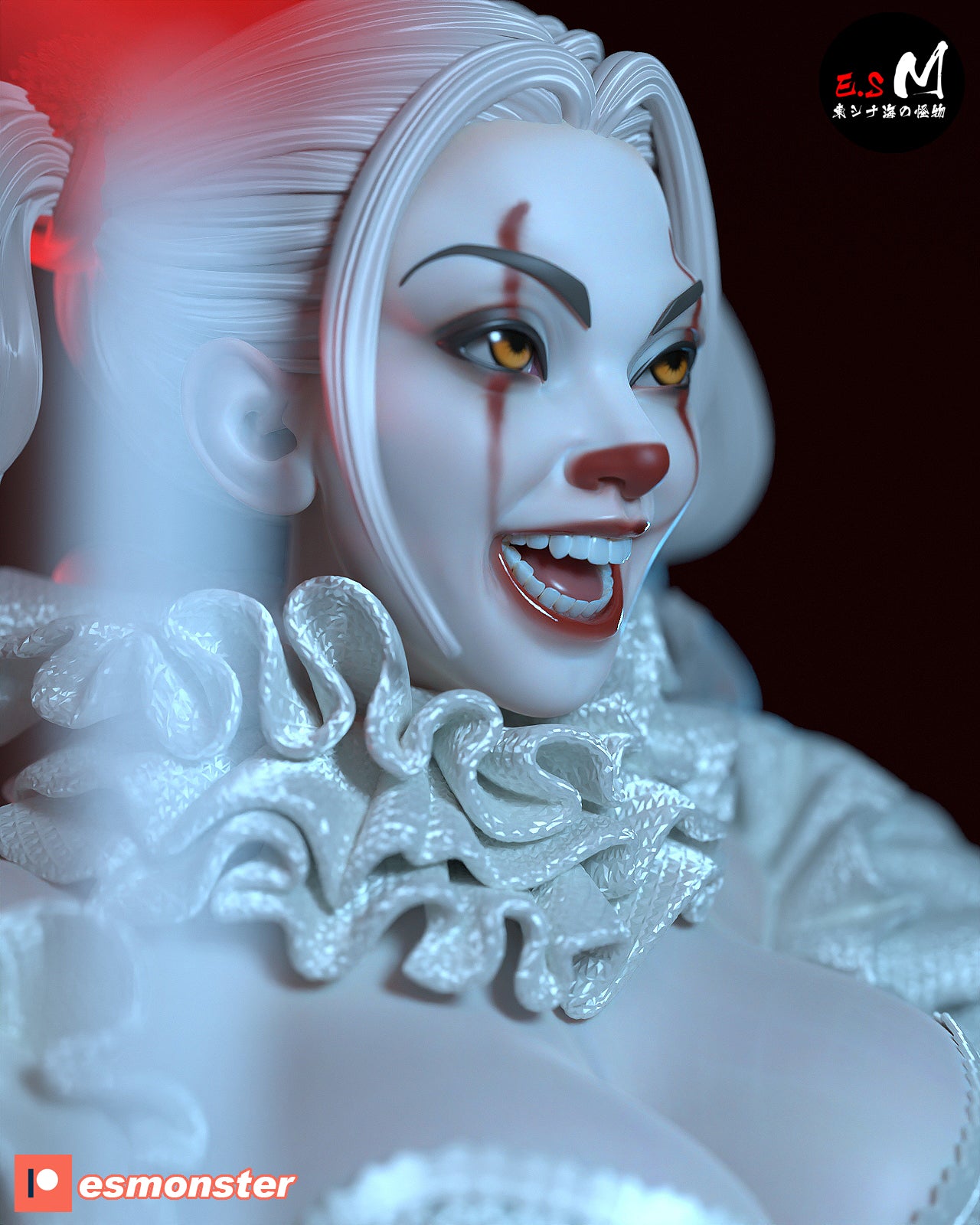 Pennywise Female Style It Horror Unpainted Resin Garage Model Kit (1/6-1/12)