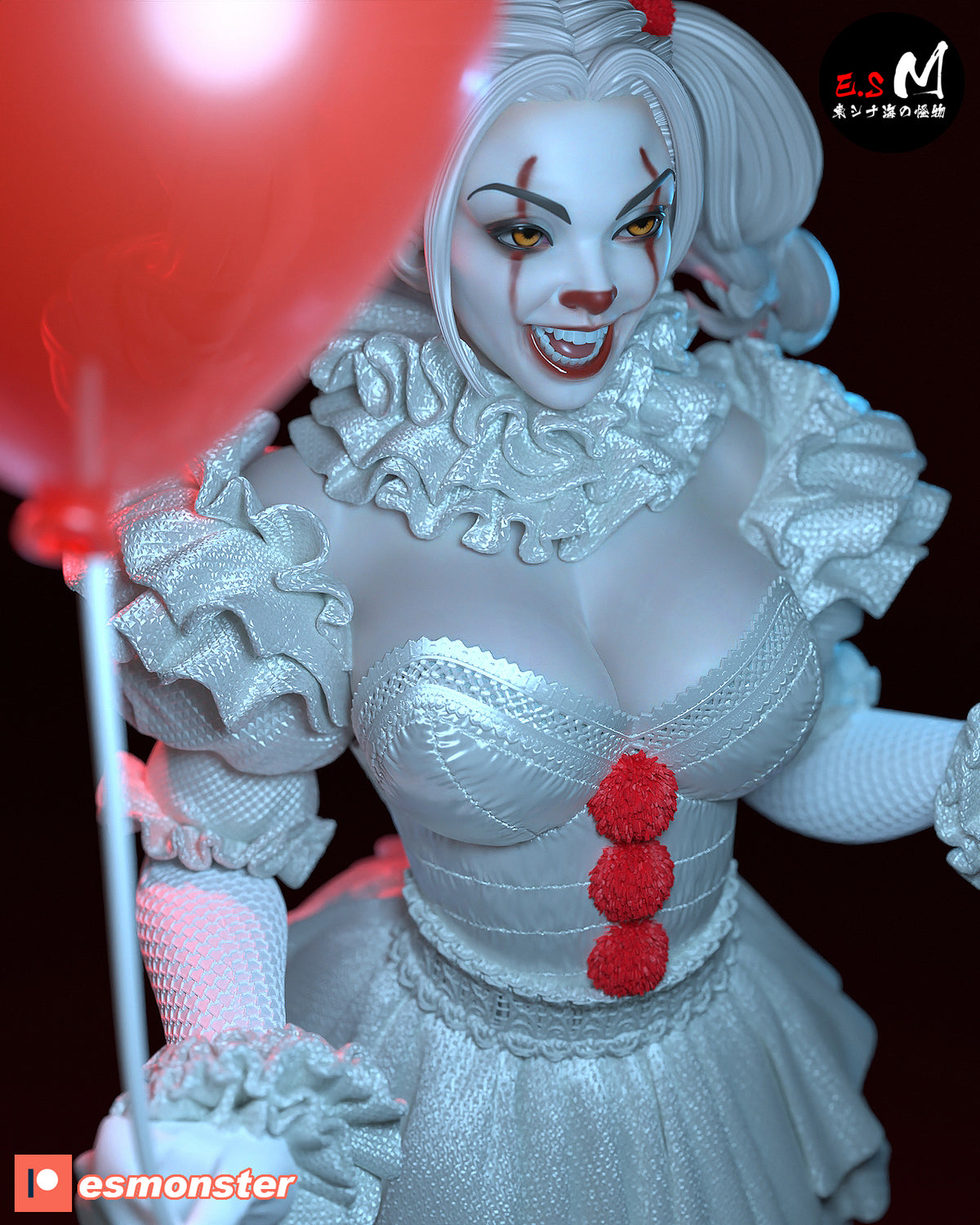 Pennywise Female Style It Horror Unpainted Resin Garage Model Kit (1/6-1/12)
