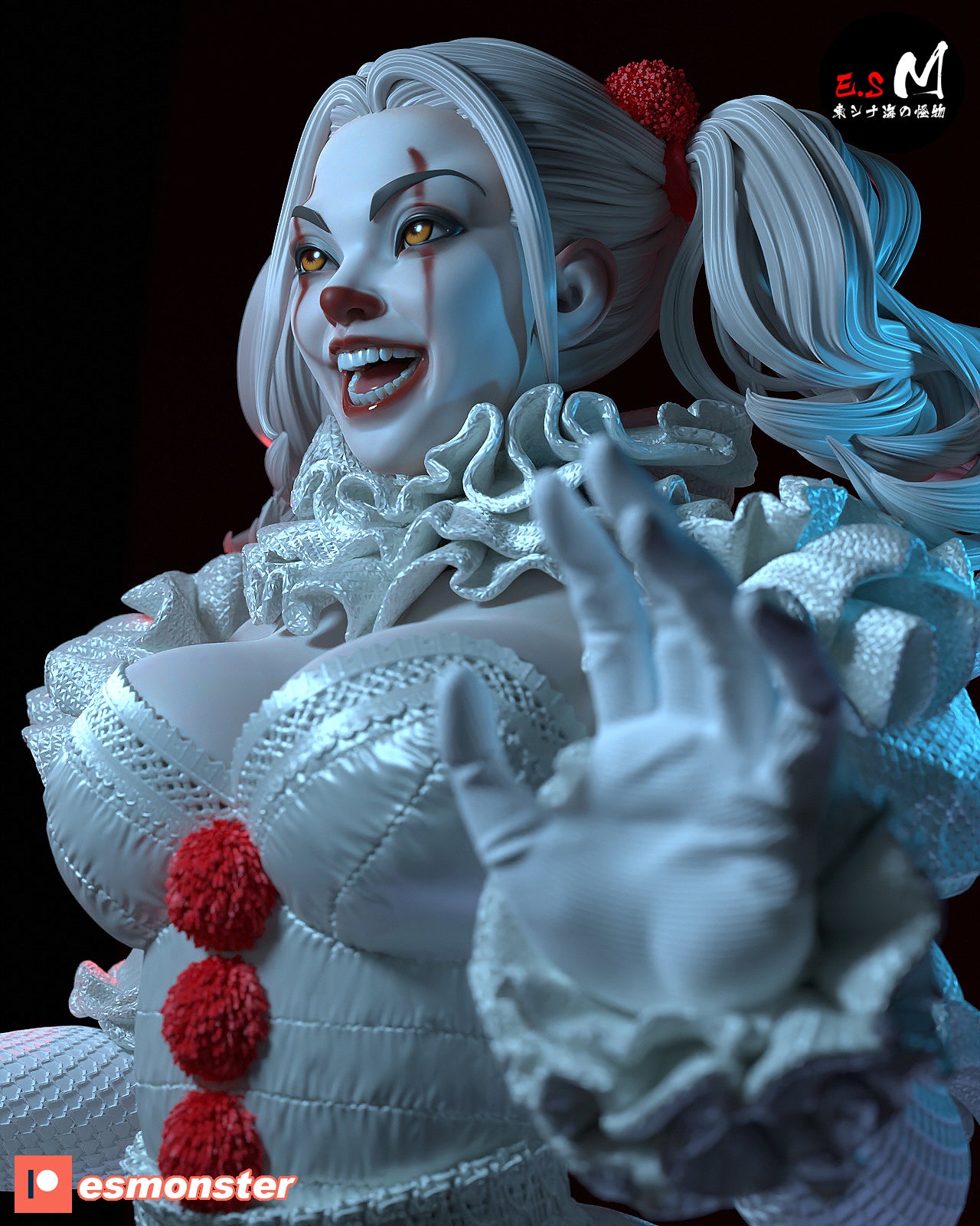 Pennywise Female Style It Horror Unpainted Resin Garage Model Kit (1/6-1/12)